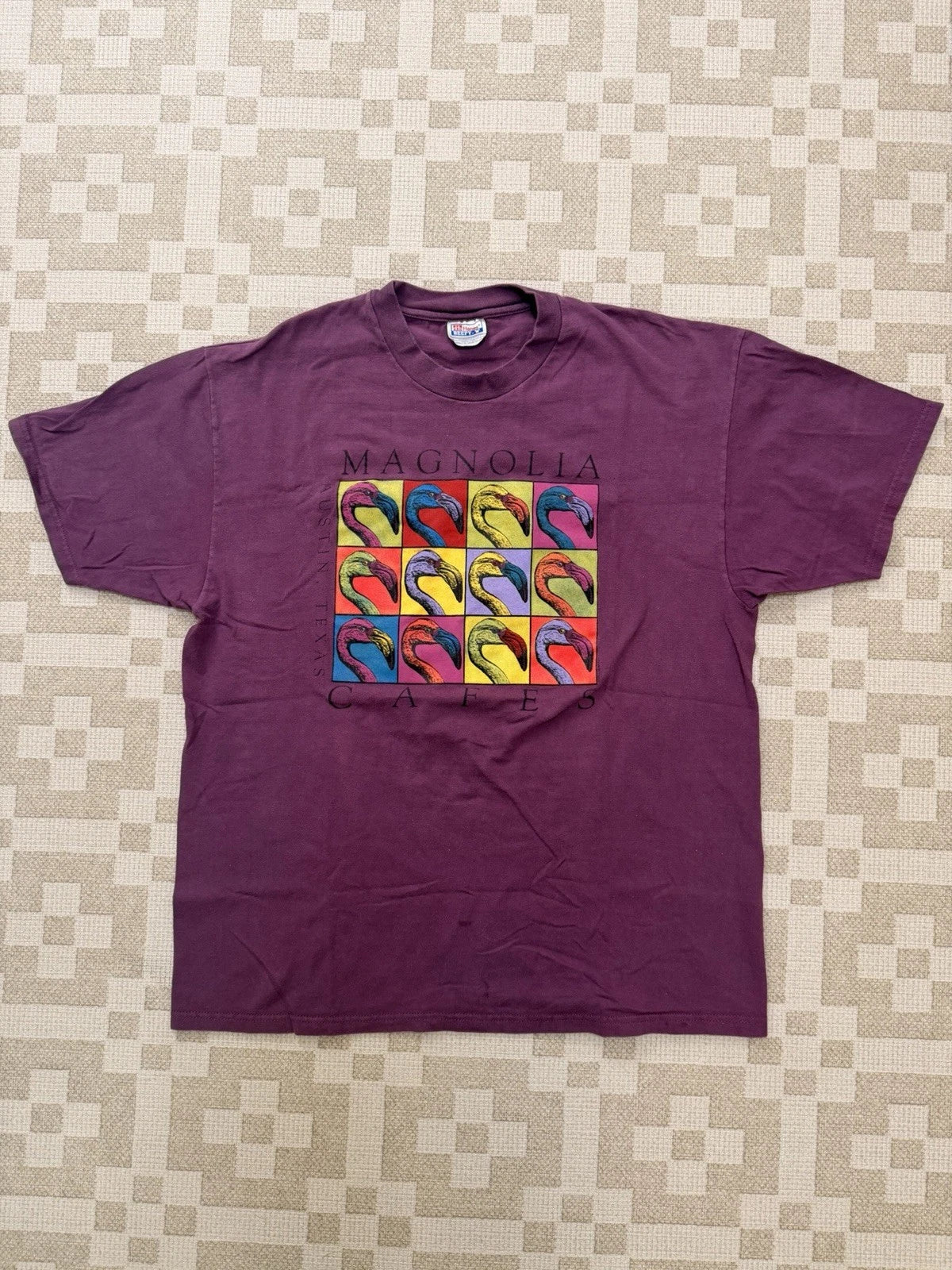 Vintage Andy Warhol Flamingo Shirt Size XL Purple Pop Art 90s Unisex T-shirt, Sweatshirt, Hoodie, Long Sleeve Tee - T-Shirt, Sweatshirt, Hoodie