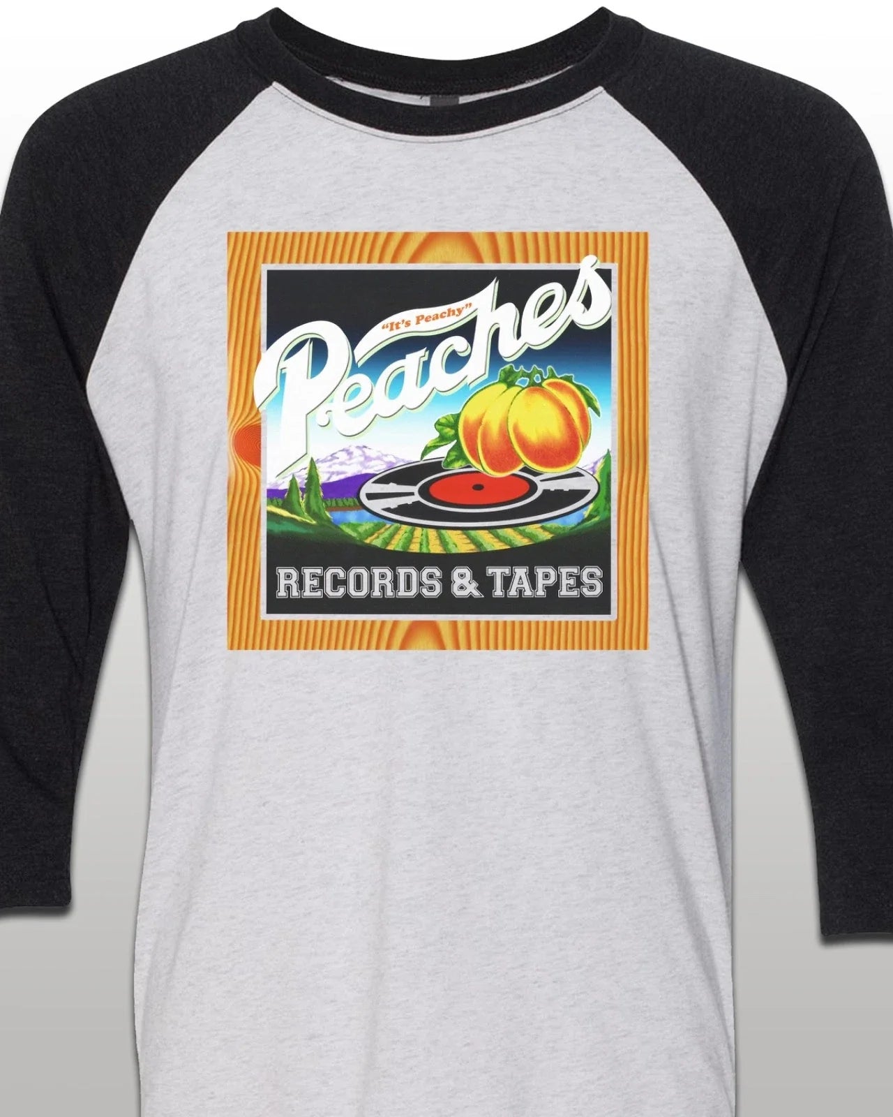 Peaches Records Retro Music Jersey T-Shirt 3/4 Unisex Baseball Style SM-XXL Unisex T-shirt, Sweatshirt, Hoodie, Long Sleeve Tee - T-Shirt, Sweatshirt, Hoodie