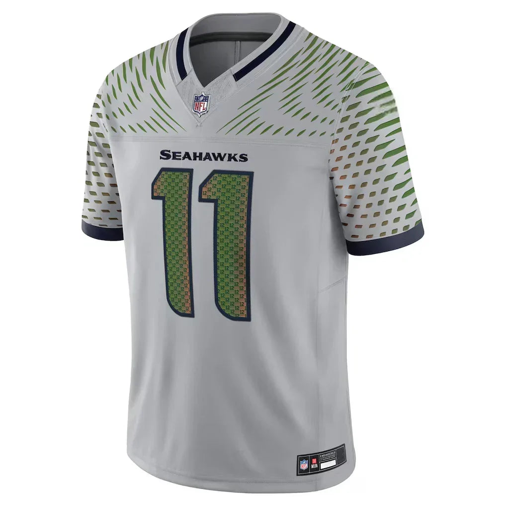 Men's Seahawks #11 Jaxon Smith-Njigba Wolf Gray 2025 Rivalries Limited Jersey football jersey product view 2
