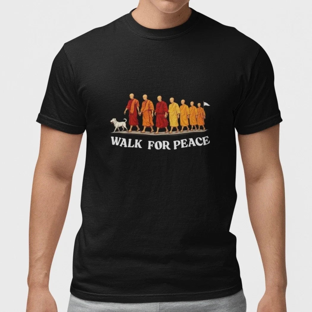 Walk For Peace T Shirt Spiritual Monk Peace Walk Tee S-5XL Unisex Cotton Unisex T-shirt, Sweatshirt, Hoodie, Long Sleeve Tee - T-Shirt, Sweatshirt, Hoodie