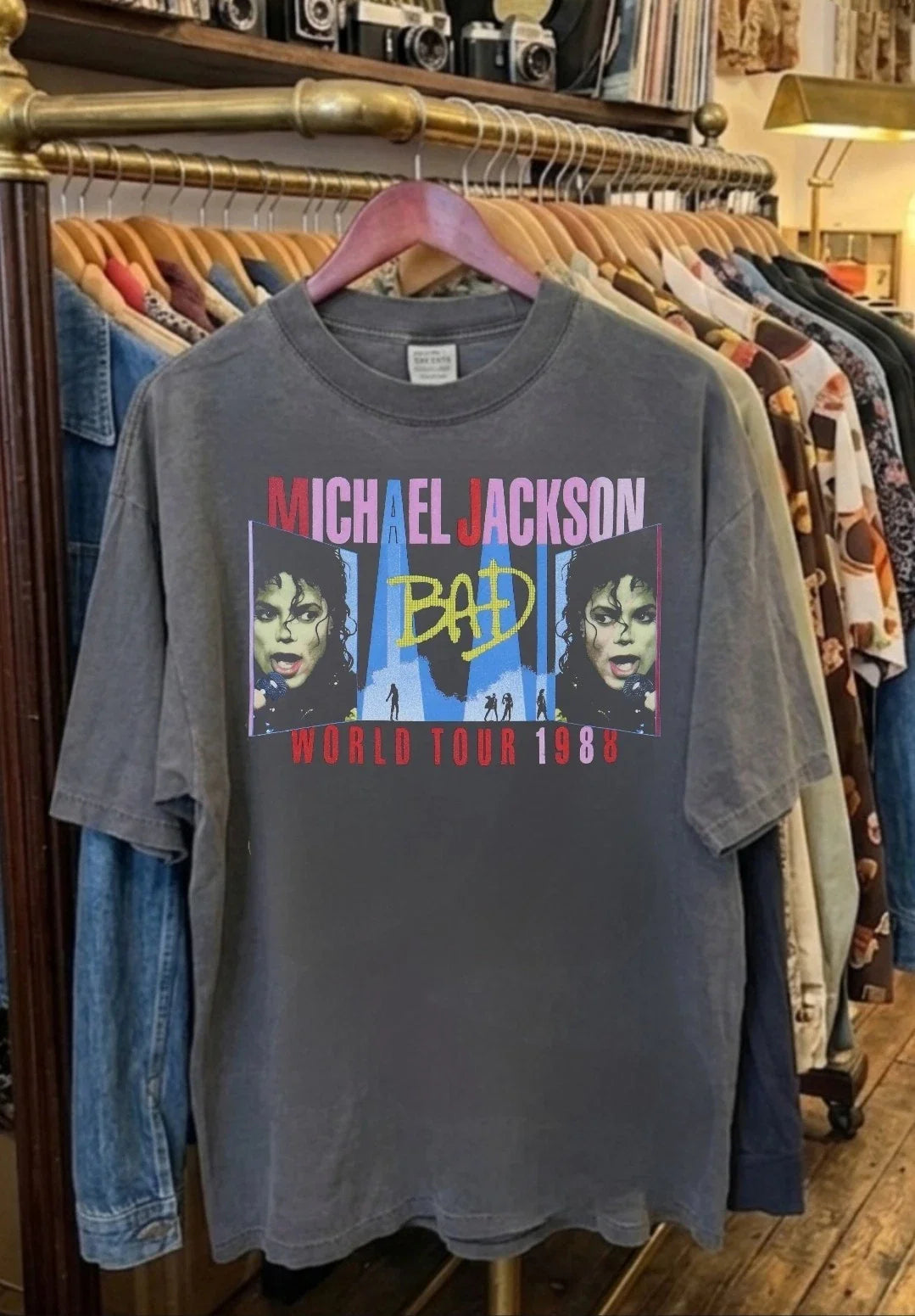 MICHAEL JACKSON BAD TOUR 1988 TOUR ON A SHAKA HEAVYWEIGHT GARMET SHIRT "MODERN" Unisex T-shirt, Sweatshirt, Hoodie, Long Sleeve Tee - T-Shirt, Sweatshirt, Hoodie