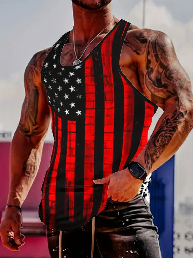 Patriotic US Flag Sleeveless Tank Breathable Lightweight Fabric Ideal Gym Gift Unisex T-shirt, Sweatshirt, Hoodie, Long Sleeve Tee - T-Shirt, Sweatshirt, Hoodie