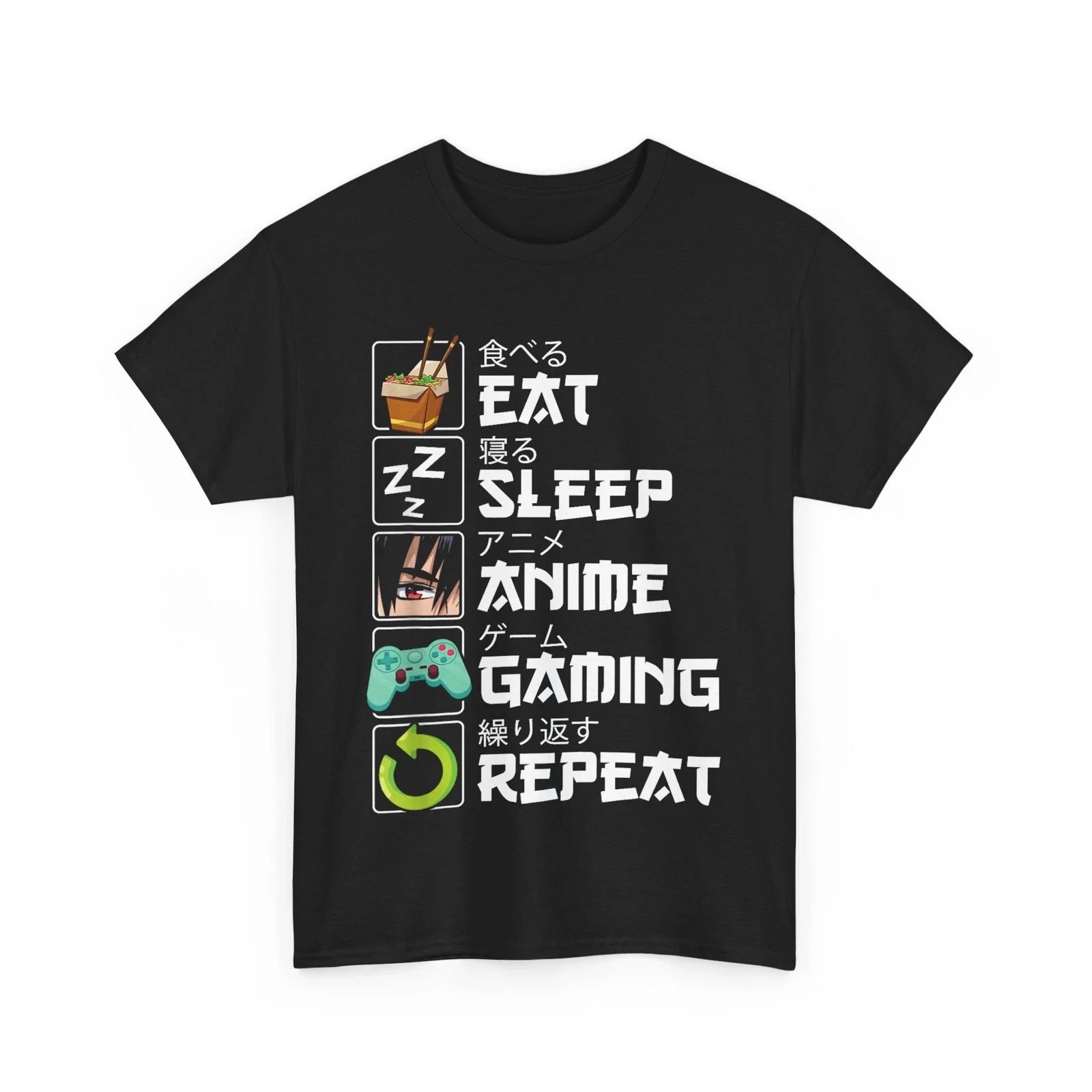 Anime Manga Lovers Shirt, Eat Sleep Anime Gaming Repeat Kawaii Fans Shirt Unisex T-shirt, Sweatshirt, Hoodie, Long Sleeve Tee - T-Shirt, Sweatshirt, Hoodie