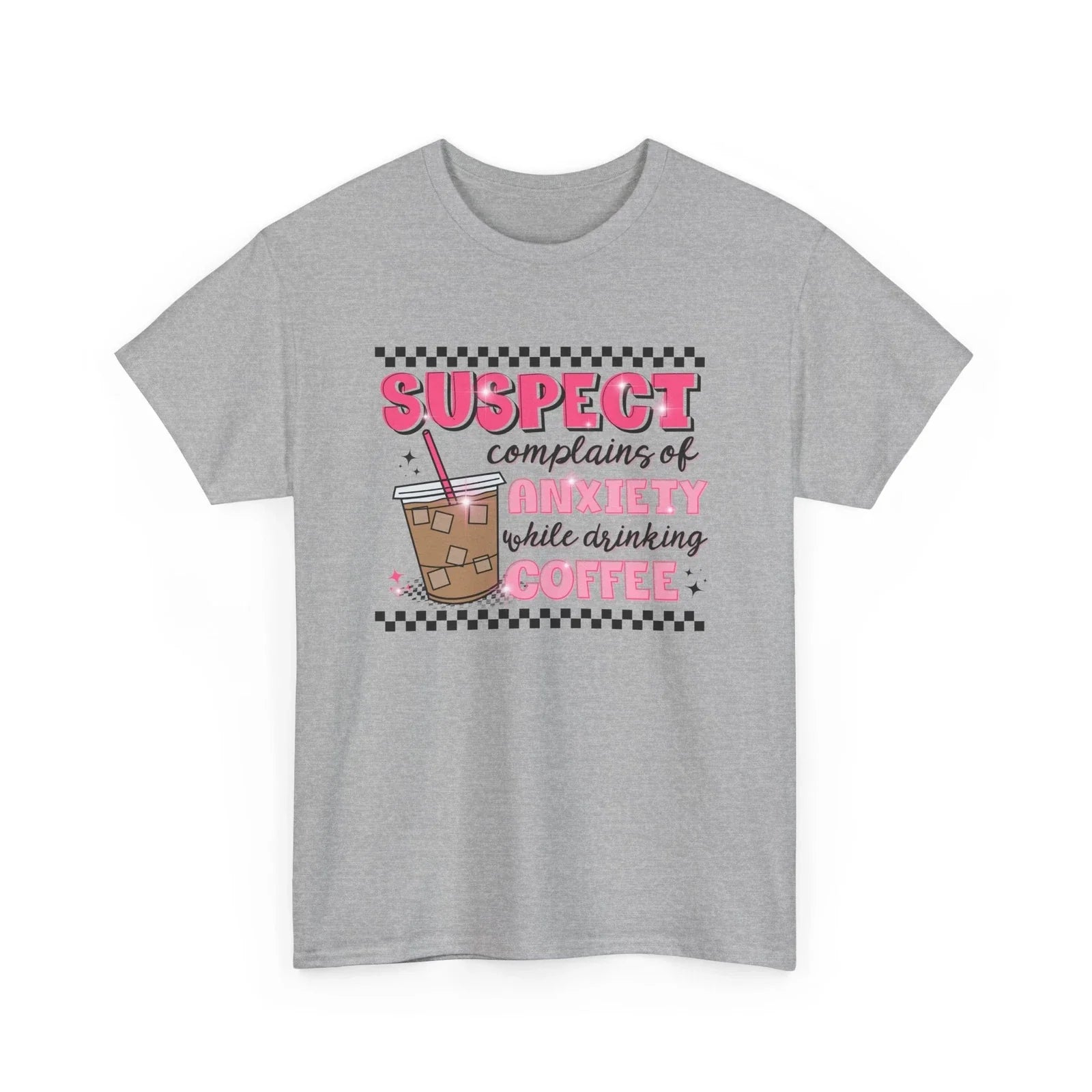 Funny Anxiety T-Shirt - Suspect complains of anxiety while drinking coffee Unisex T-shirt, Sweatshirt, Hoodie, Long Sleeve Tee - T-Shirt, Sweatshirt, Hoodie