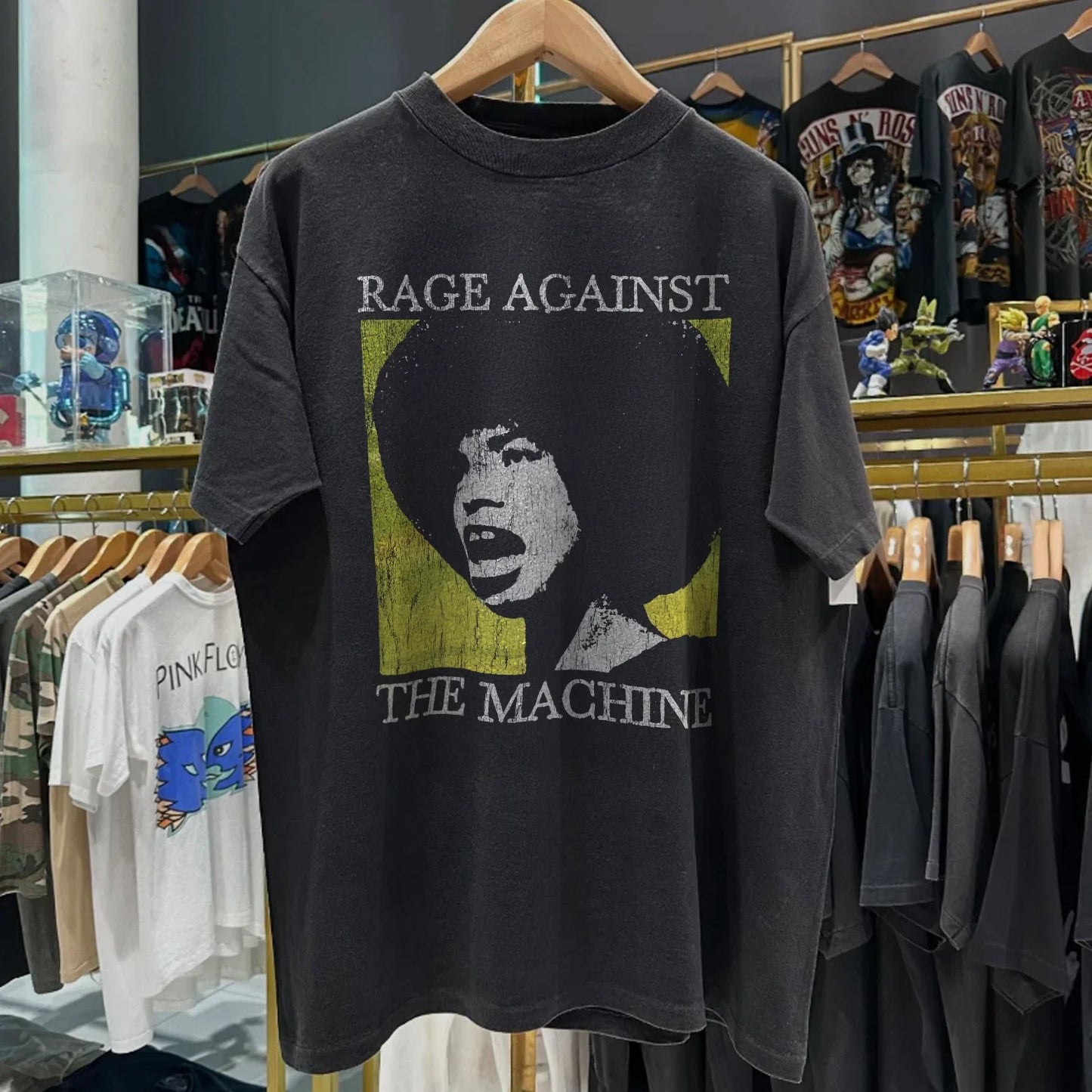90s Rage Resist RATM X Angela Davis Aged T-Shirt Black M Unisex T-shirt, Sweatshirt, Hoodie, Long Sleeve Tee - T-Shirt, Sweatshirt, Hoodie