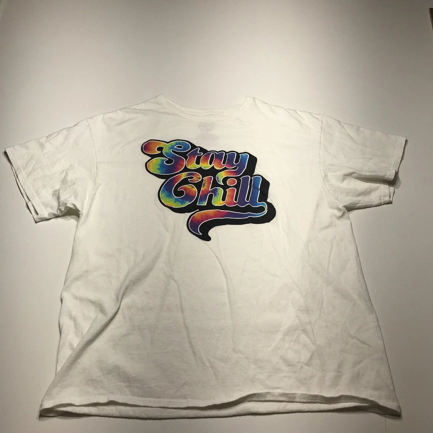 DOM T-Shirt Mens XL White Basic Cotton Retro "Stray Chill" Logo Short Sleeve Unisex T-shirt, Sweatshirt, Hoodie, Long Sleeve Tee - T-Shirt, Sweatshirt, Hoodie