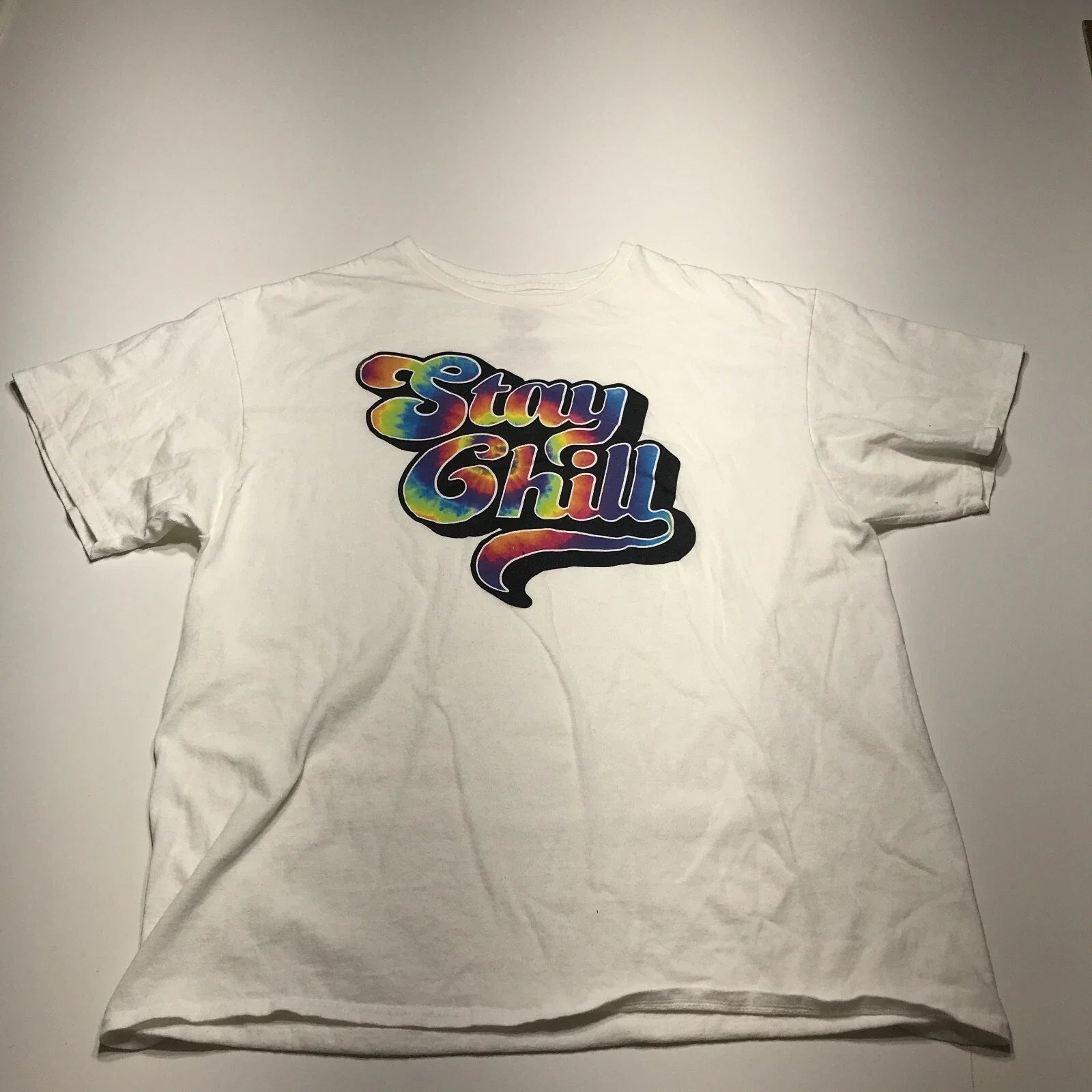 DOM T-Shirt Mens XL White Basic Cotton Retro "Stray Chill" Logo Short Sleeve Unisex T-shirt, Sweatshirt, Hoodie, Long Sleeve Tee - T-Shirt, Sweatshirt, Hoodie