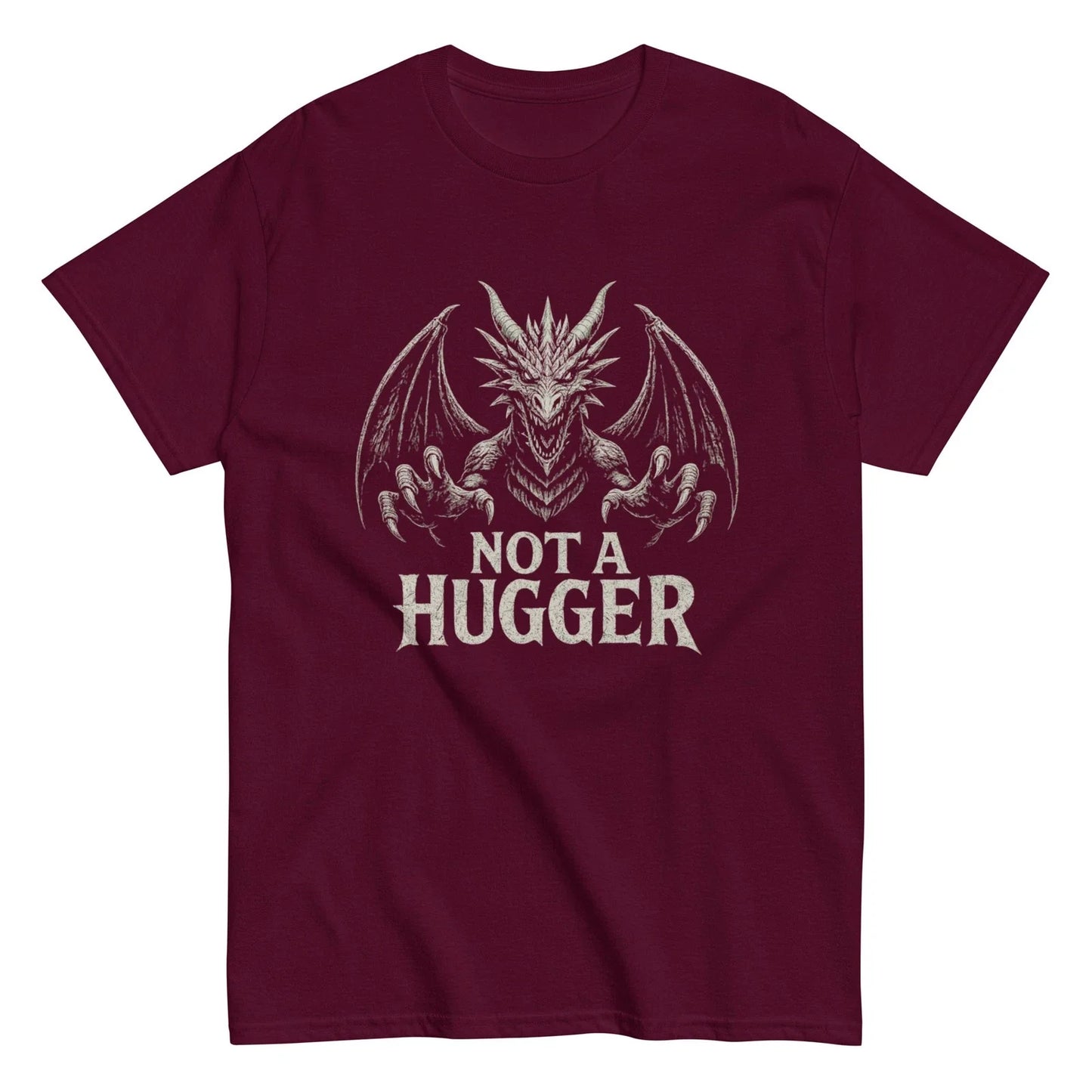 Not A Hugger T-Shirt | Large Dragon With Open Wings | Introvert Gift | S-5XL Unisex T-shirt, Sweatshirt, Hoodie, Long Sleeve Tee - T-Shirt, Sweatshirt, Hoodie