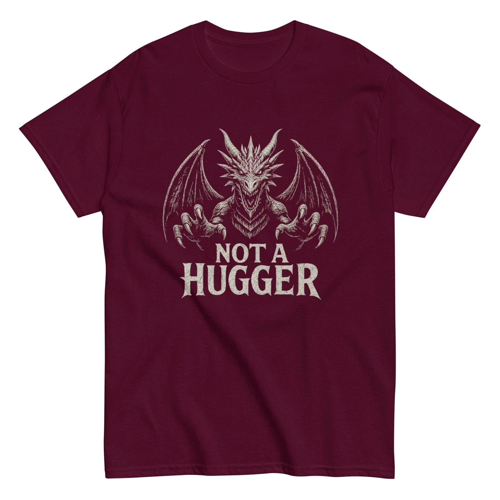 Not A Hugger T-Shirt | Large Dragon With Open Wings | Introvert Gift | S-5XL Unisex T-shirt, Sweatshirt, Hoodie, Long Sleeve Tee - T-Shirt, Sweatshirt, Hoodie