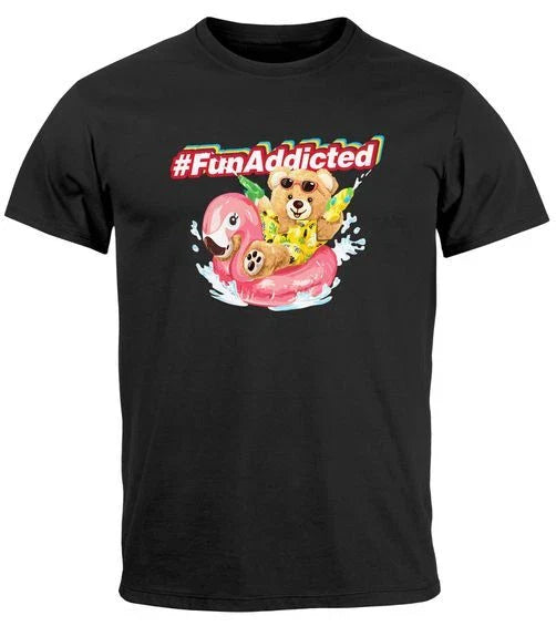 Mens T-Shirt Teddy Lettering Fun Addicted Summer Fun Fashion Street Style Unisex T-shirt, Sweatshirt, Hoodie, Long Sleeve Tee - T-Shirt, Sweatshirt, Hoodie