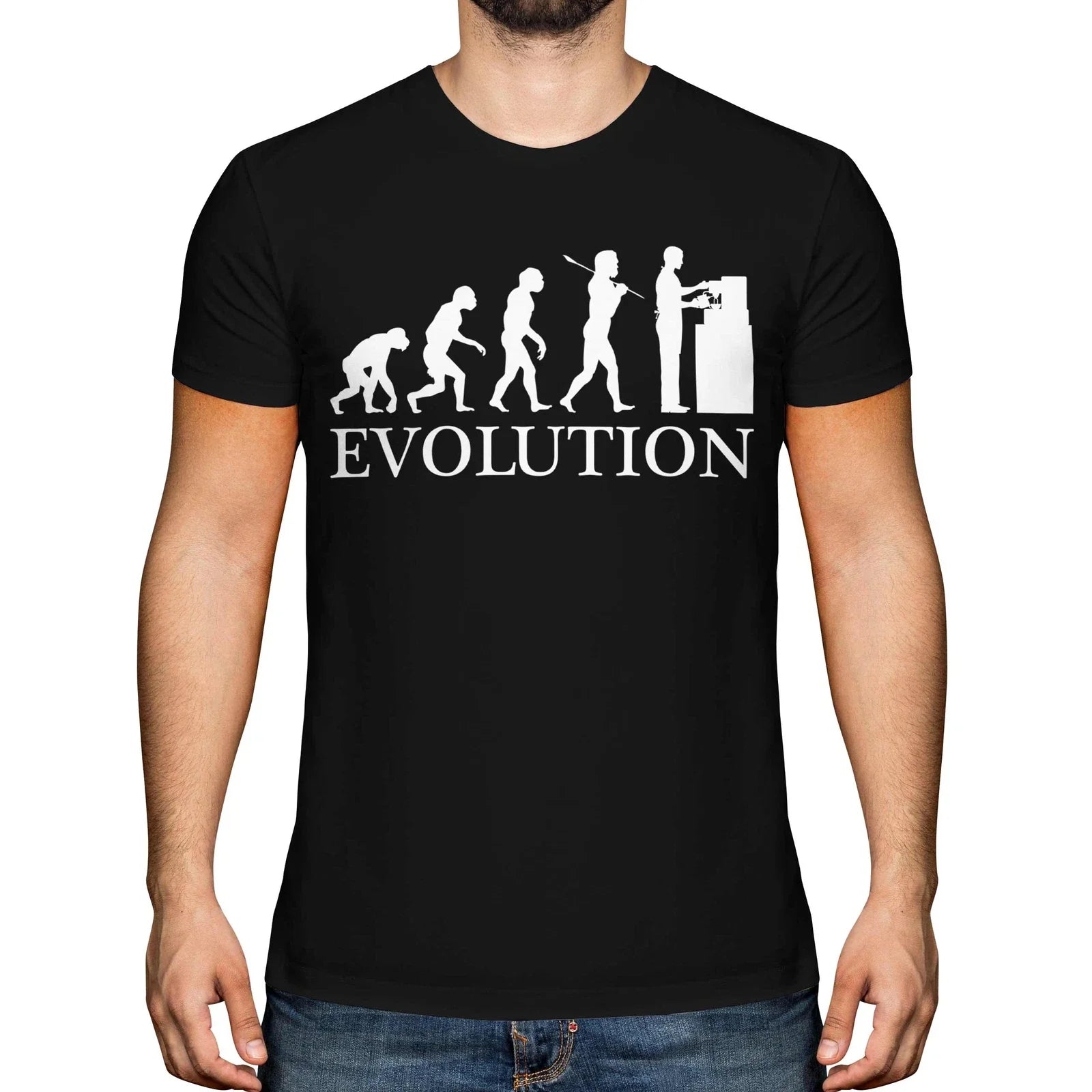 BARISTA EVOLUTION OF MAN MENS T-SHIRT TEE TOP GIFT COFFEE MAKING MACHINE LOVER Unisex T-shirt, Sweatshirt, Hoodie, Long Sleeve Tee - T-Shirt, Sweatshirt, Hoodie