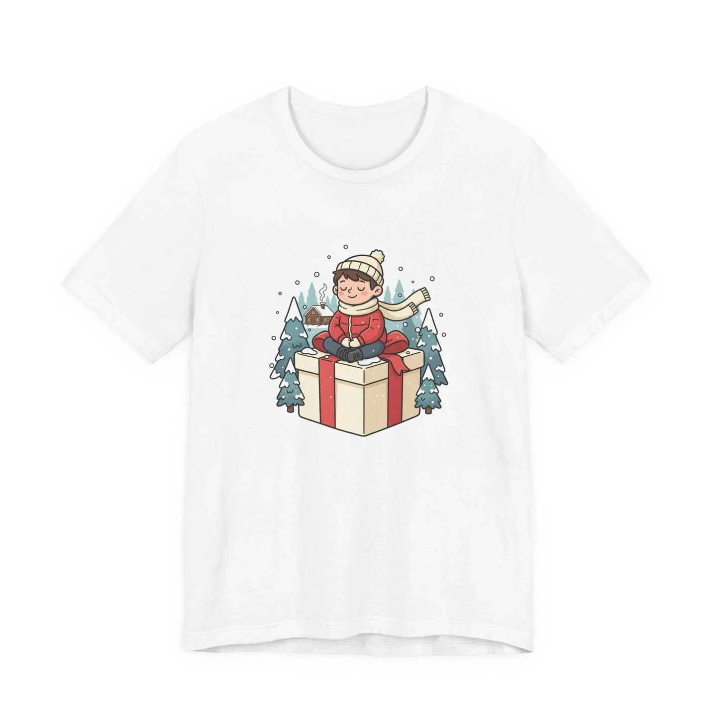 cozy kid in oversized winter coat T-Shirt | whimsical winter illustration Unisex T-shirt, Sweatshirt, Hoodie, Long Sleeve Tee - T-Shirt, Sweatshirt, Hoodie