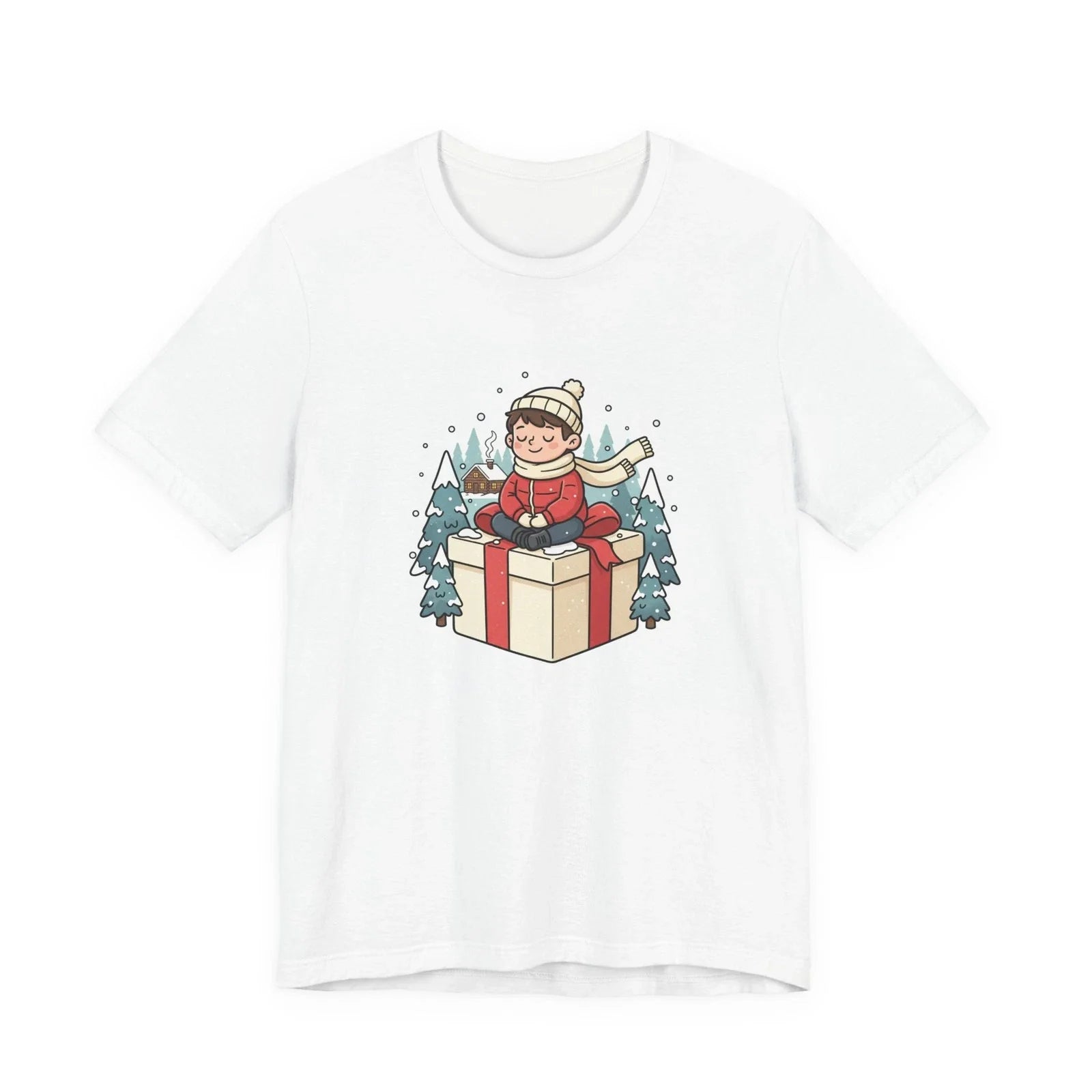 cozy kid in oversized winter coat T-Shirt | whimsical winter illustration Unisex T-shirt, Sweatshirt, Hoodie, Long Sleeve Tee - T-Shirt, Sweatshirt, Hoodie