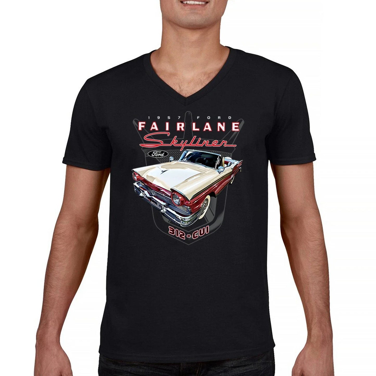 Ford Fairlane Skyliner Crest V-Neck T-shirt 1957 Vintage Classic FoMoCo Tee Unisex T-shirt, Sweatshirt, Hoodie, Long Sleeve Tee - T-Shirt, Sweatshirt, Hoodie