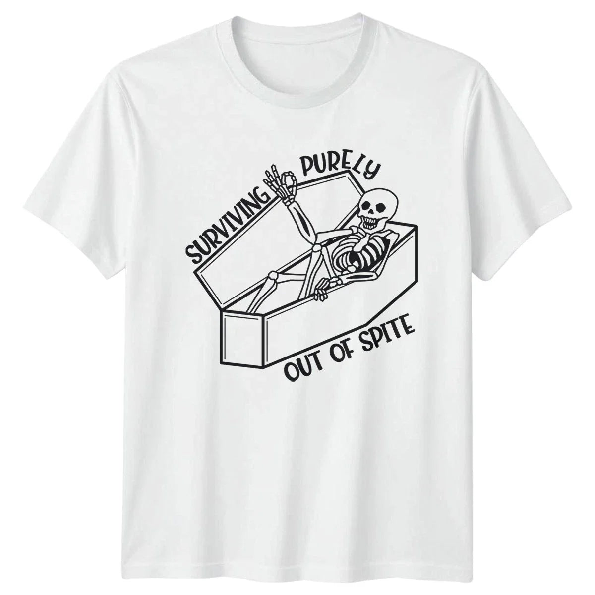 Surviving Purely Out Of Spite T-Shirt Dark Humor Birthday Gift For Him And Her Unisex T-shirt, Sweatshirt, Hoodie, Long Sleeve Tee - T-Shirt, Sweatshirt, Hoodie