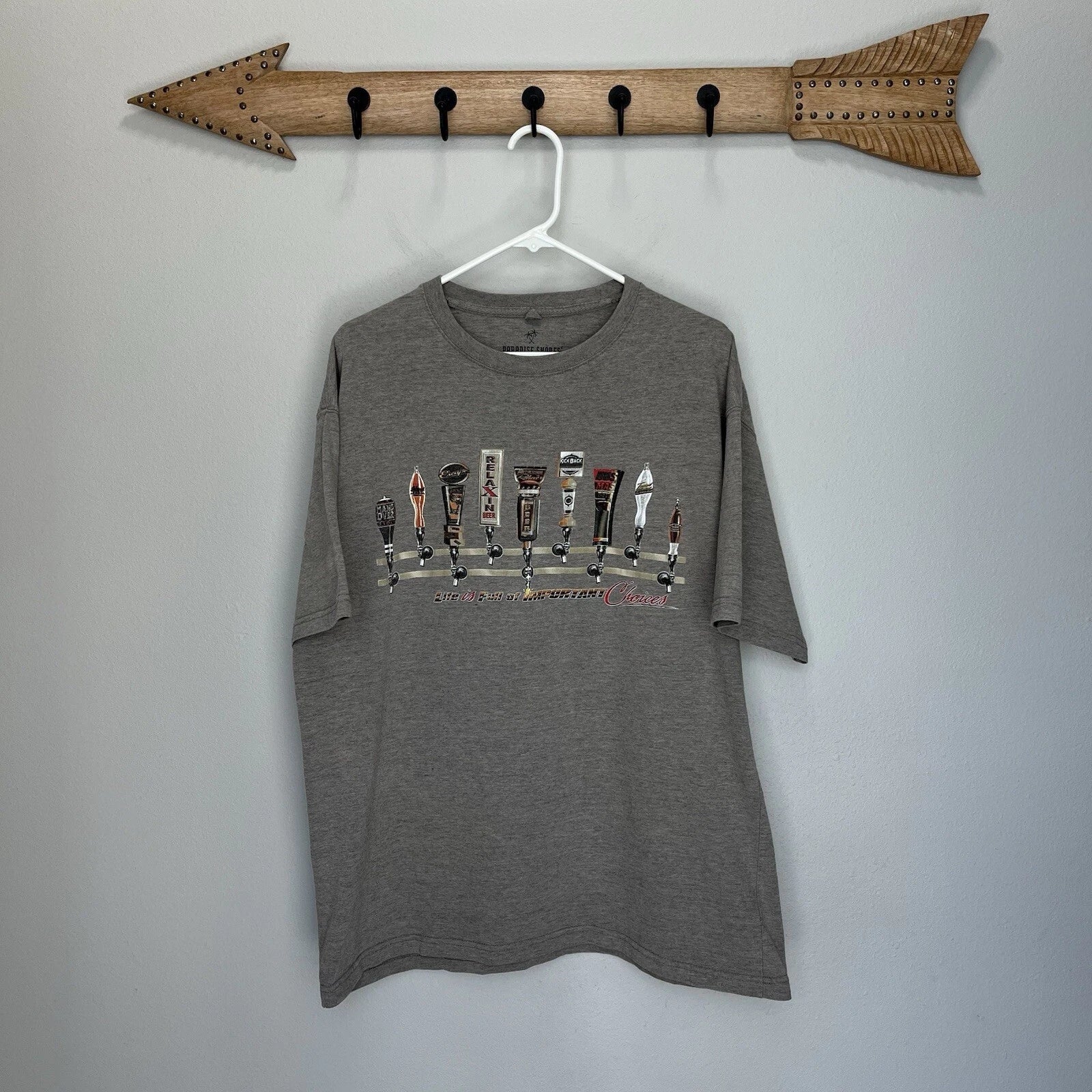 Paradise Shores | Taupe Brown Important Choices Beer Tap Short Sleeve Shirt XL Unisex T-shirt, Sweatshirt, Hoodie, Long Sleeve Tee - T-Shirt, Sweatshirt, Hoodie