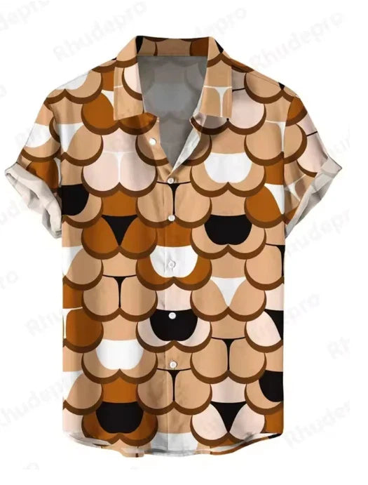 Mens Button Down Shirts Funny Bottom Printed Hawaiian Tops Novelty Ugly Gag Gift Unisex T-shirt, Sweatshirt, Hoodie, Long Sleeve Tee - T-Shirt, Sweatshirt, Hoodie