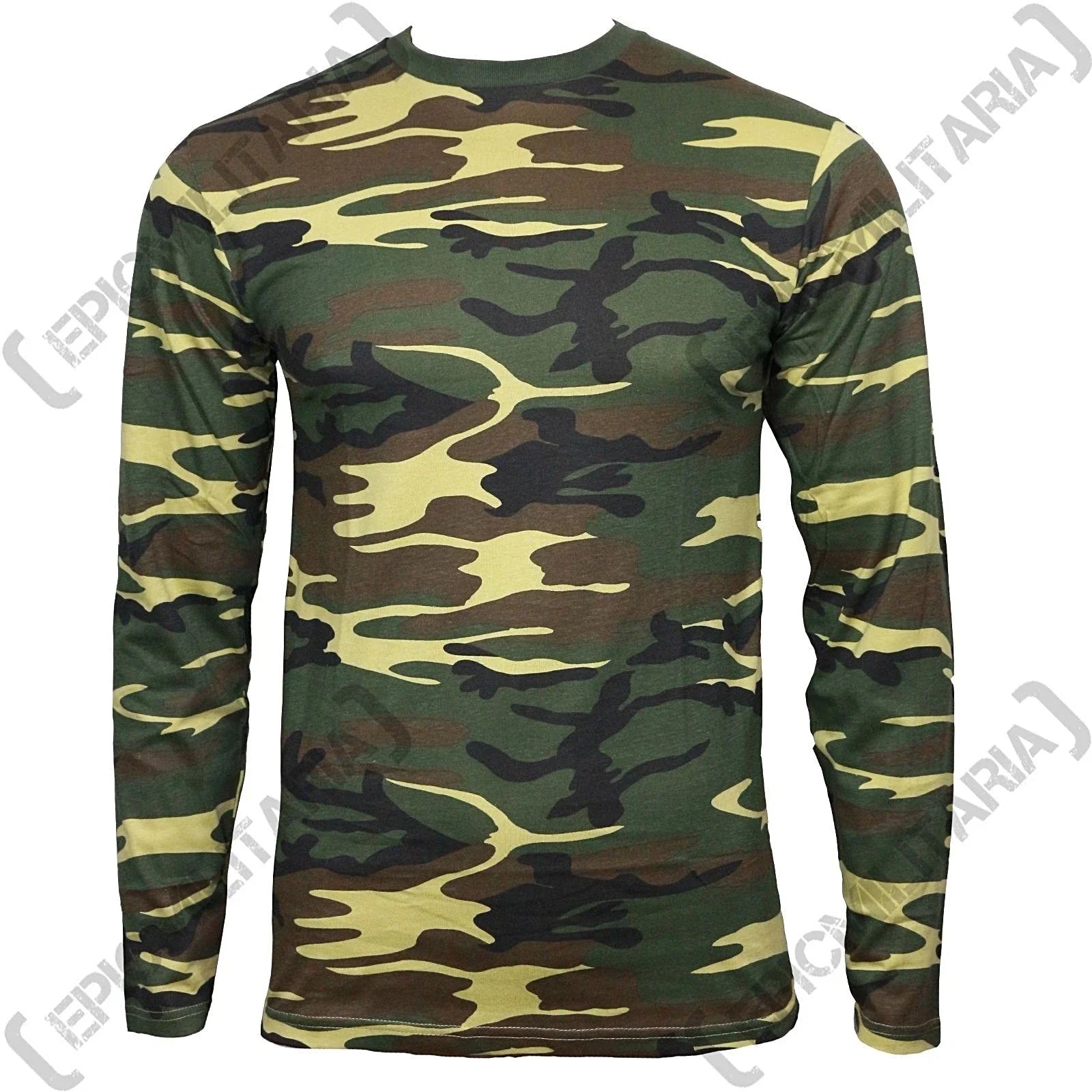 Woodland Camo Long Sleeved T-Shirt - 100% Cotton Army Military Top All Sizes New Unisex T-shirt, Sweatshirt, Hoodie, Long Sleeve Tee - T-Shirt, Sweatshirt, Hoodie
