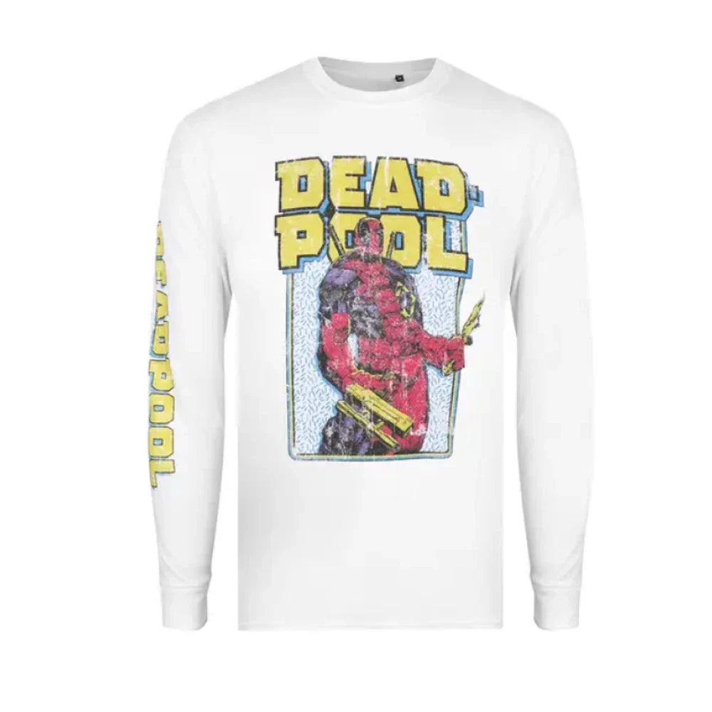 Deadpool Men's White T-Shirt Long Sleeve 90s Arm Top - New Unisex T-shirt, Sweatshirt, Hoodie, Long Sleeve Tee - T-Shirt, Sweatshirt, Hoodie