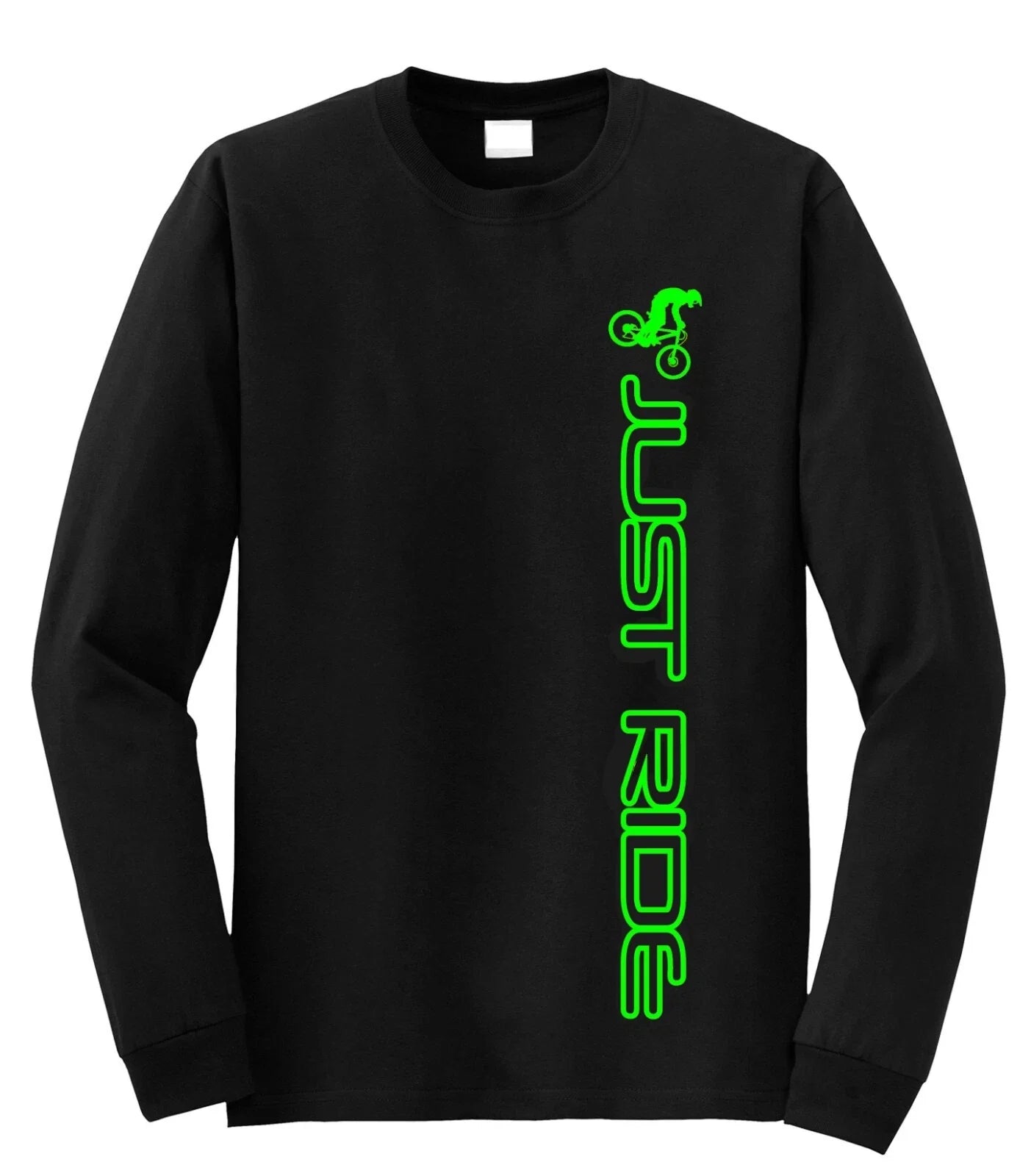 MOUNTAIN BIKE LONG SLEEVE T SHIRT JUST RIDE MTB DOWNHILL BICYCLE Unisex T-shirt, Sweatshirt, Hoodie, Long Sleeve Tee - T-Shirt, Sweatshirt, Hoodie