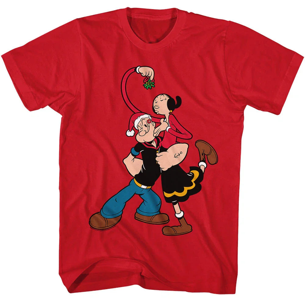 Popeye The Sailor Man Popeye With Olive Oyl Holding Mistletoe Men's T Shirt Unisex T-shirt, Sweatshirt, Hoodie, Long Sleeve Tee - T-Shirt, Sweatshirt, Hoodie