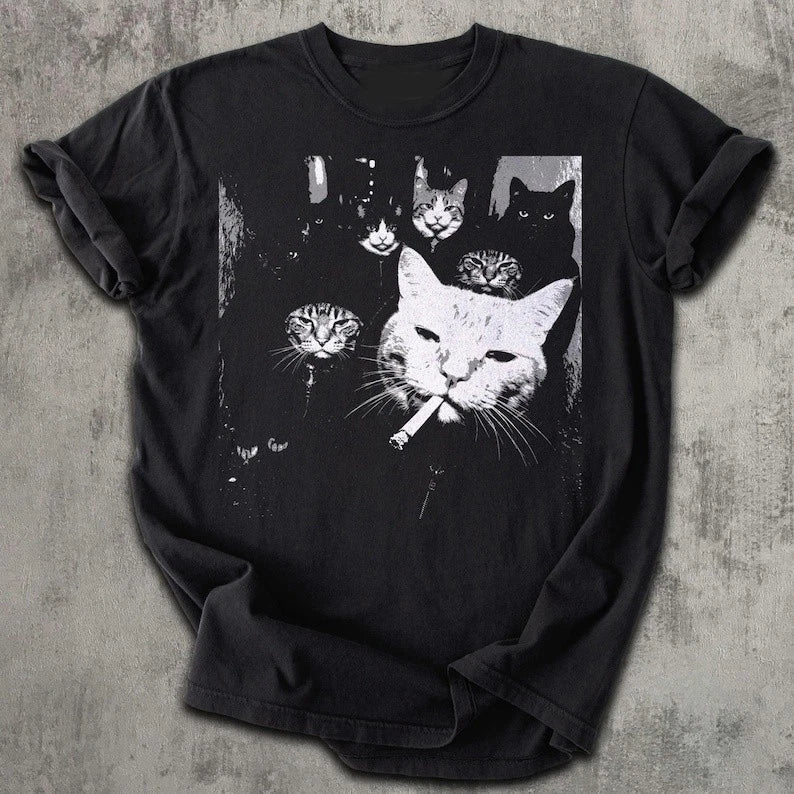 Funny Gangster Cat Shirt, Meme Cats Graphic Tee, Vintage Cat Lover Shirt, Funny Unisex T-shirt, Sweatshirt, Hoodie, Long Sleeve Tee - T-Shirt, Sweatshirt, Hoodie