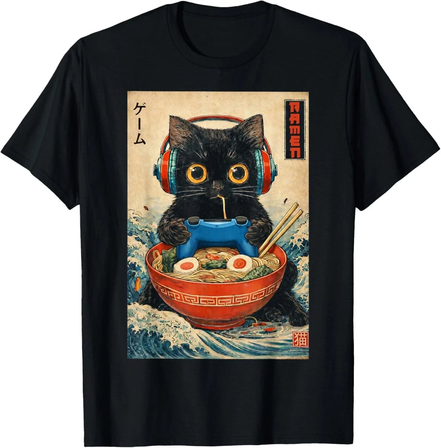Cat Ramen Japanese Funny Graphic Tees Kawaii Cat Anime Gift Unisex T-Shirt Unisex T-shirt, Sweatshirt, Hoodie, Long Sleeve Tee - T-Shirt, Sweatshirt, Hoodie