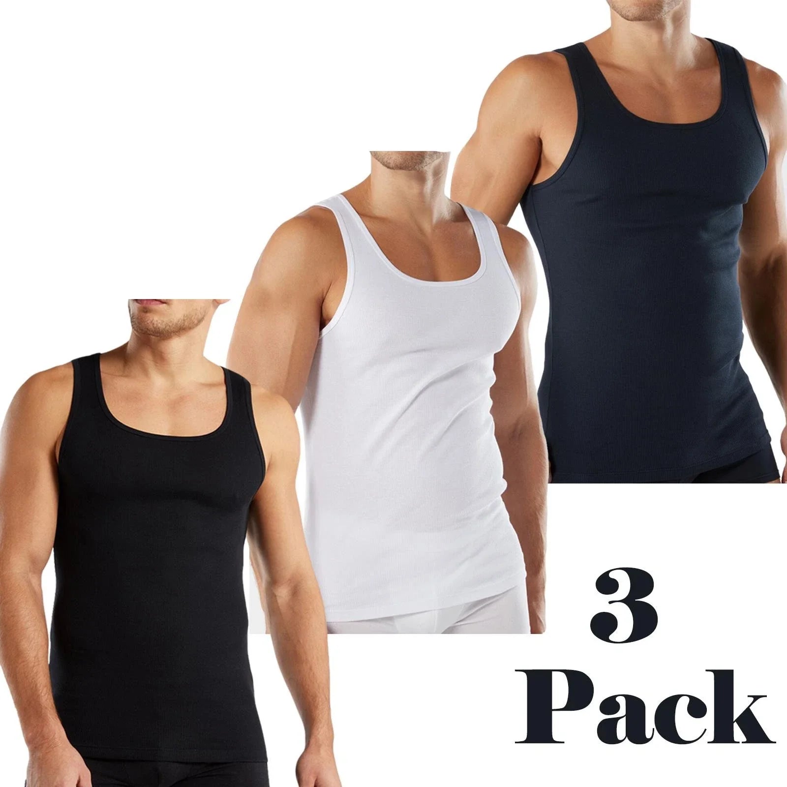 Mens Vests Sleeveless 100% Cotton Ribbed Summer Training Gym Tank Tops S-2XL 3PK Unisex T-shirt, Sweatshirt, Hoodie, Long Sleeve Tee - T-Shirt, Sweatshirt, Hoodie