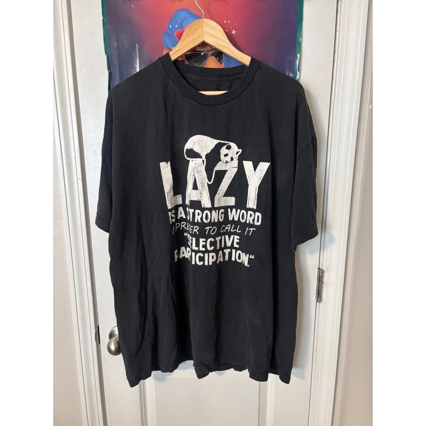 Vintage Black Graphic T-Shirt Lazy Panda Selective Participation Camel Pocket L Unisex T-shirt, Sweatshirt, Hoodie, Long Sleeve Tee - T-Shirt, Sweatshirt, Hoodie