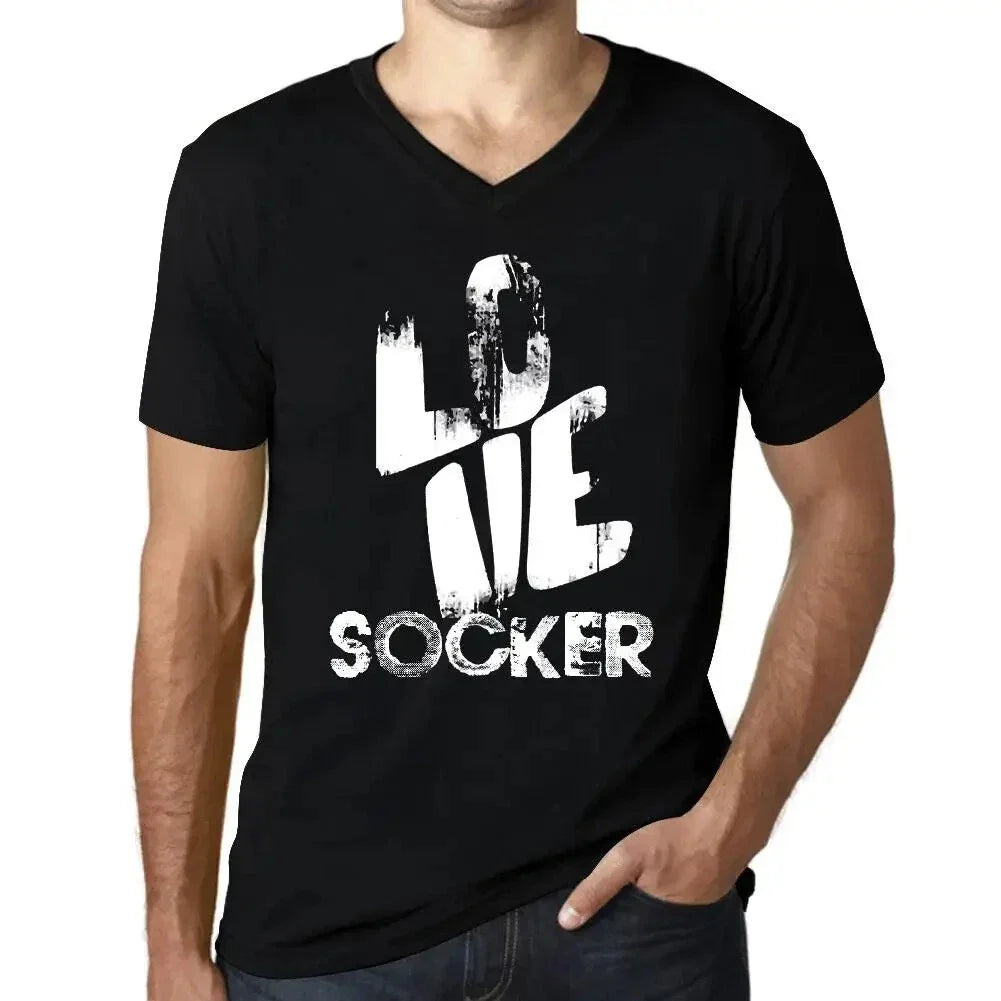 Men's Graphic T-Shirt V Neck Love Socker Eco-Friendly Limited Edition Unisex T-shirt, Sweatshirt, Hoodie, Long Sleeve Tee - T-Shirt, Sweatshirt, Hoodie