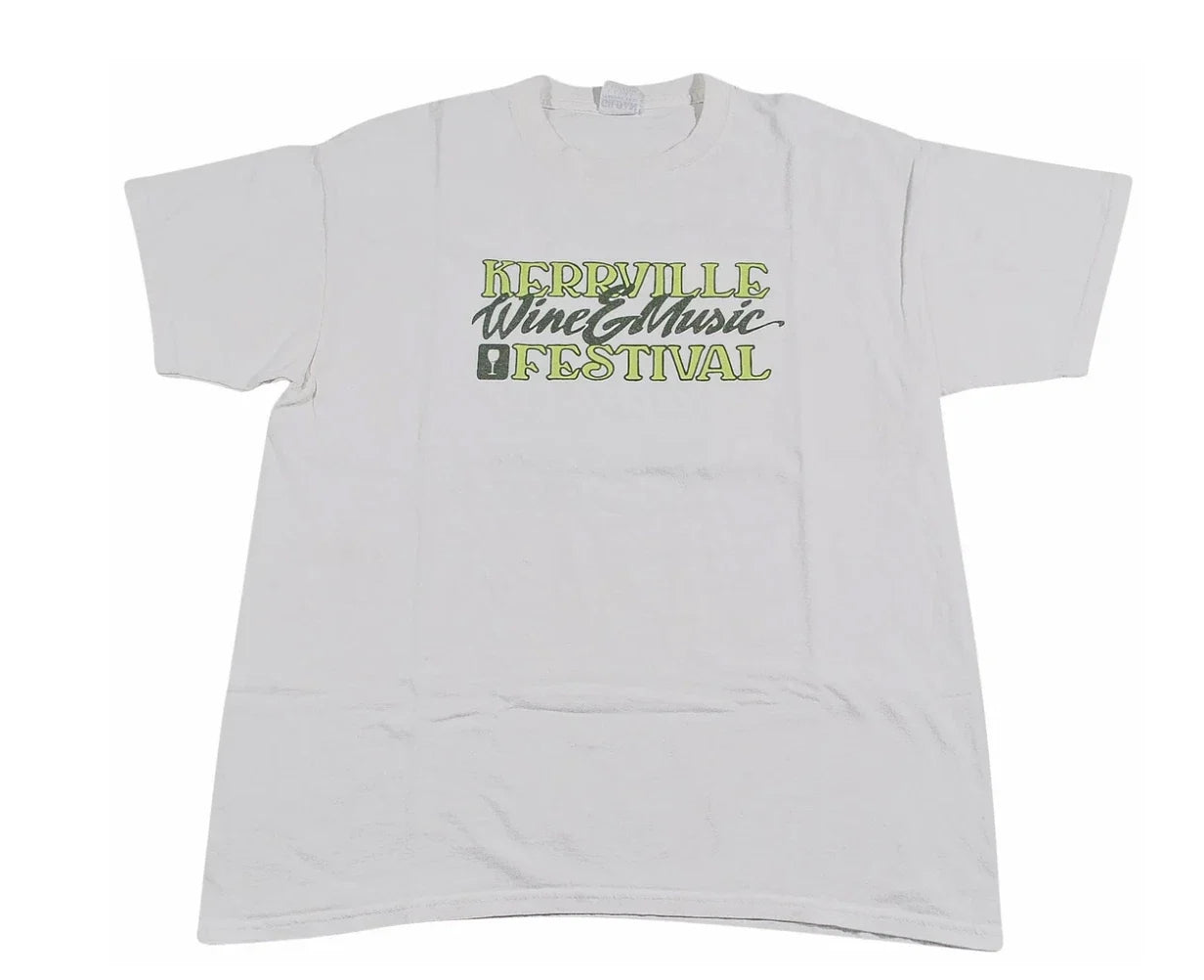 Vintage Kerrville Wine & Music Festival Band Tour White Shirt Size Large Unisex T-shirt, Sweatshirt, Hoodie, Long Sleeve Tee - T-Shirt, Sweatshirt, Hoodie