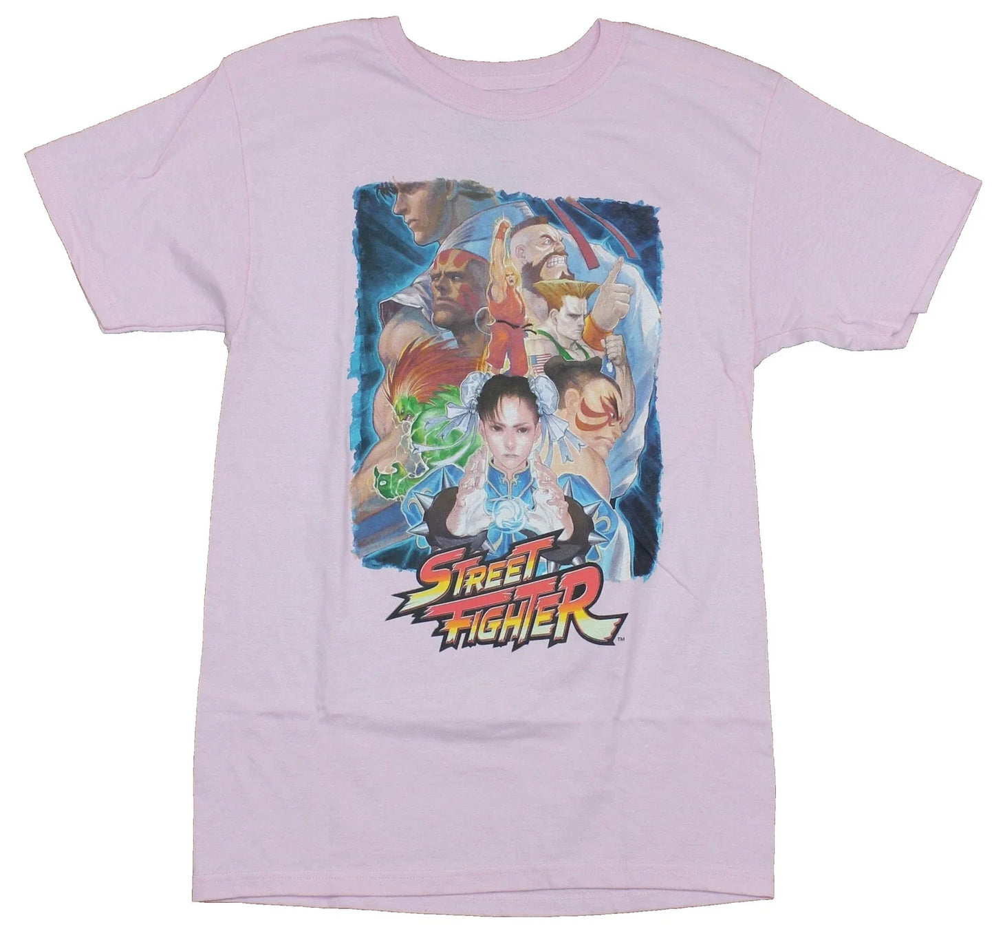 Street Fighter Mens  T-Shirt -  Chun Li Over A giant Artful Character Collage Unisex T-shirt, Sweatshirt, Hoodie, Long Sleeve Tee - T-Shirt, Sweatshirt, Hoodie