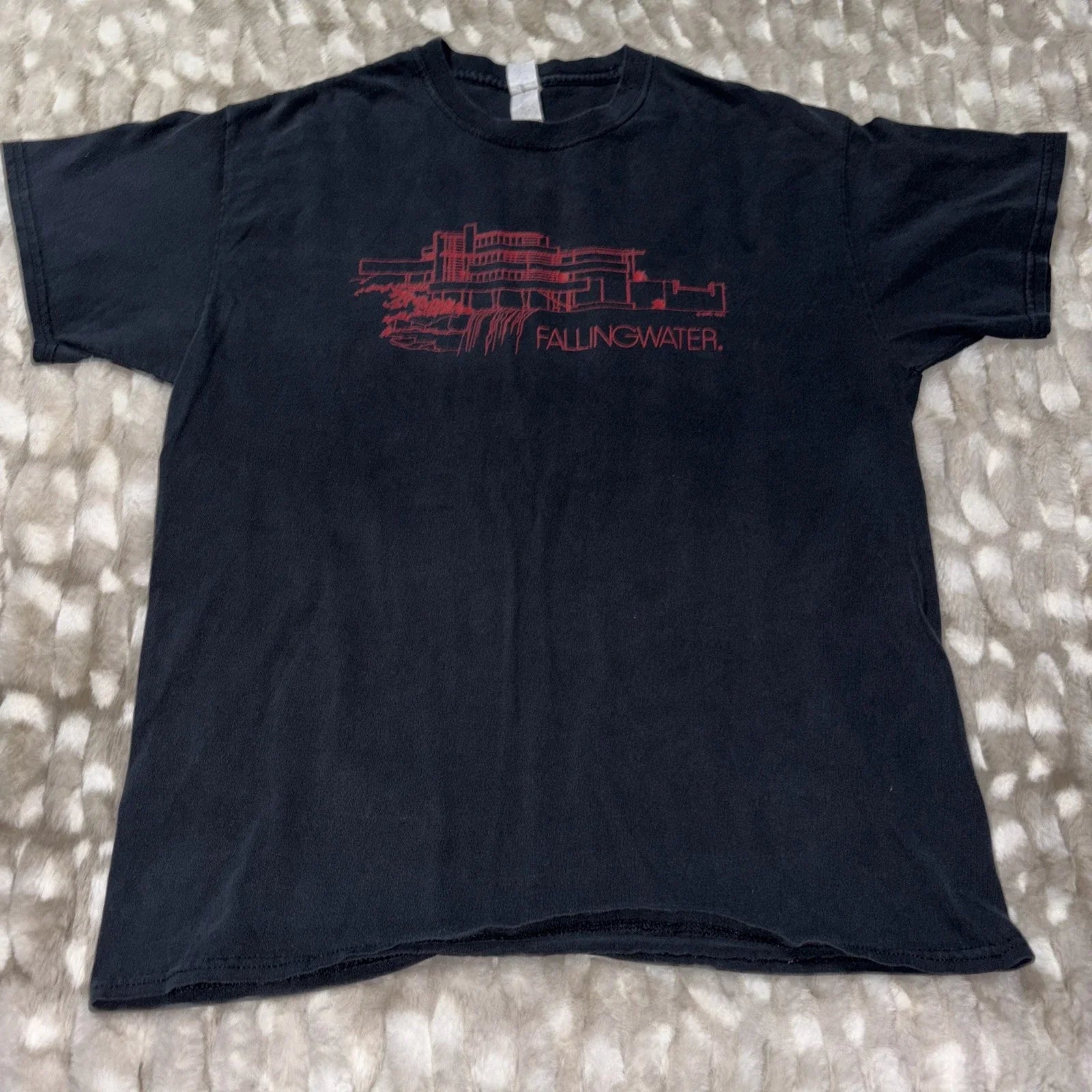 Y2K Frank Lloyd Wright T-Shirt Fallingwater Mens Large Black Architecture 1994 Unisex T-shirt, Sweatshirt, Hoodie, Long Sleeve Tee - T-Shirt, Sweatshirt, Hoodie