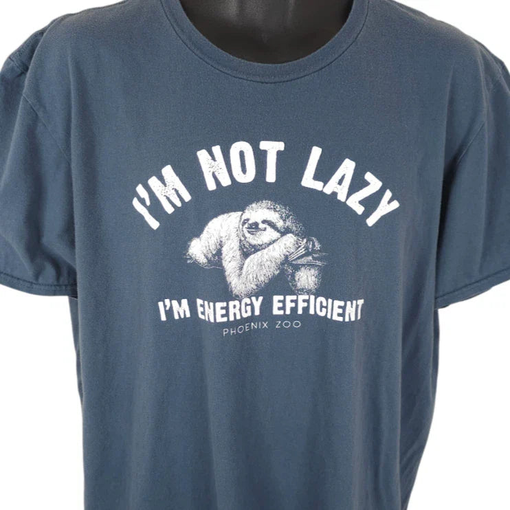 Phoenix Zoo T Shirt Mens Size XL Blue Im Not Lazy Im Energy Efficient Sloth Unisex T-shirt, Sweatshirt, Hoodie, Long Sleeve Tee - T-Shirt, Sweatshirt, Hoodie