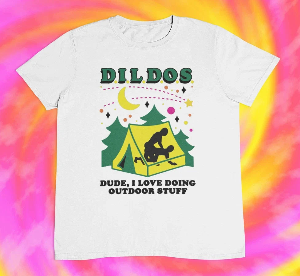 DILDOS Dude I Love Doing Outdoor Stuff T shirt | y2k | 2000s | 90s | aesthetic Unisex T-shirt, Sweatshirt, Hoodie, Long Sleeve Tee - T-Shirt, Sweatshirt, Hoodie