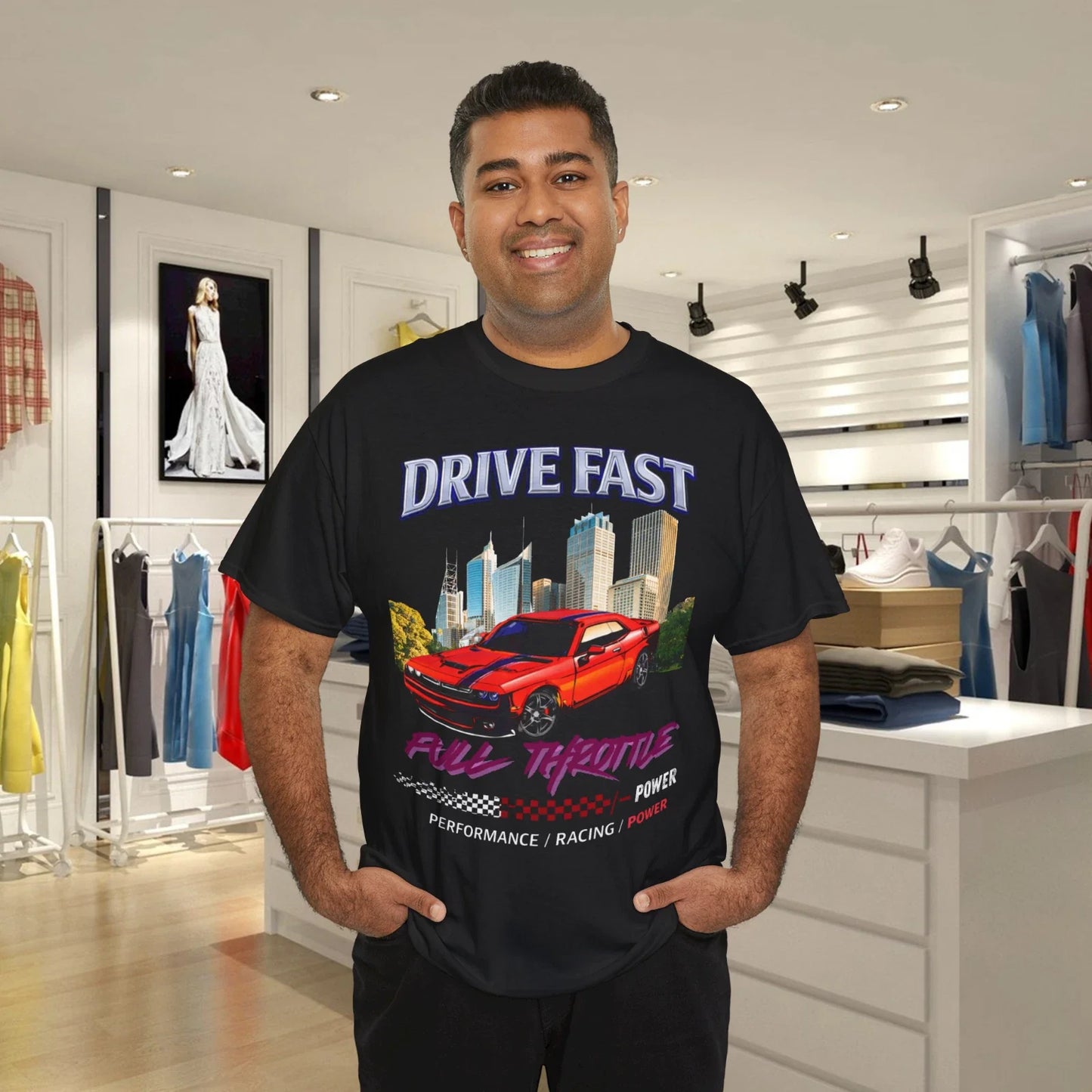 Sunset City Muscle Car Racing Graphic T-Shirt Retro Street Style Unisex T-shirt, Sweatshirt, Hoodie, Long Sleeve Tee - T-Shirt, Sweatshirt, Hoodie
