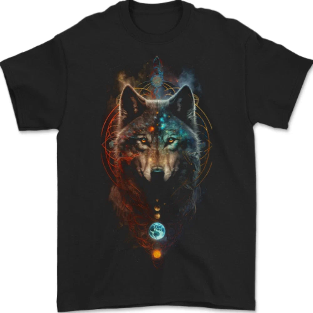 Dreamcatcher Wolf Spiritual Moon Phases Mens T-Shirt 100% Cotton Unisex T-shirt, Sweatshirt, Hoodie, Long Sleeve Tee - T-Shirt, Sweatshirt, Hoodie