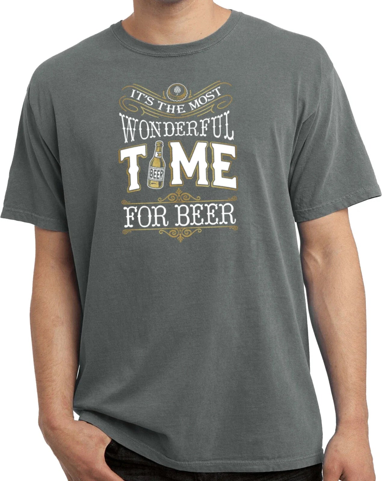 Wonderful Time for a Beer Pigment Dyed T-shirt Unisex T-shirt, Sweatshirt, Hoodie, Long Sleeve Tee - T-Shirt, Sweatshirt, Hoodie