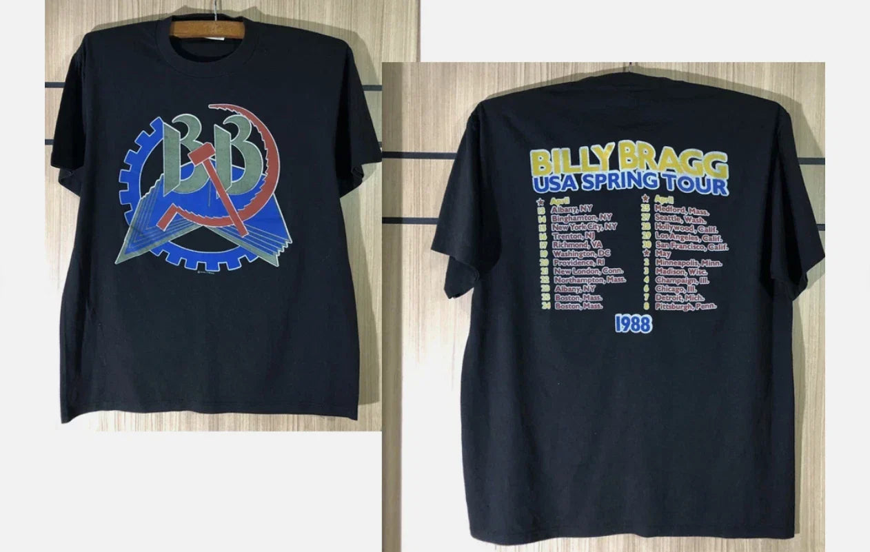 2 Sides Billy Bragg Rock Band Tour Rare 80s All Size S-5XL Shirt Unisex T-shirt, Sweatshirt, Hoodie, Long Sleeve Tee - T-Shirt, Sweatshirt, Hoodie