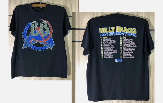 2 Sides Billy Bragg Rock Band Tour Rare 80s All Size S-5XL Shirt Unisex T-shirt, Sweatshirt, Hoodie, Long Sleeve Tee - T-Shirt, Sweatshirt, Hoodie