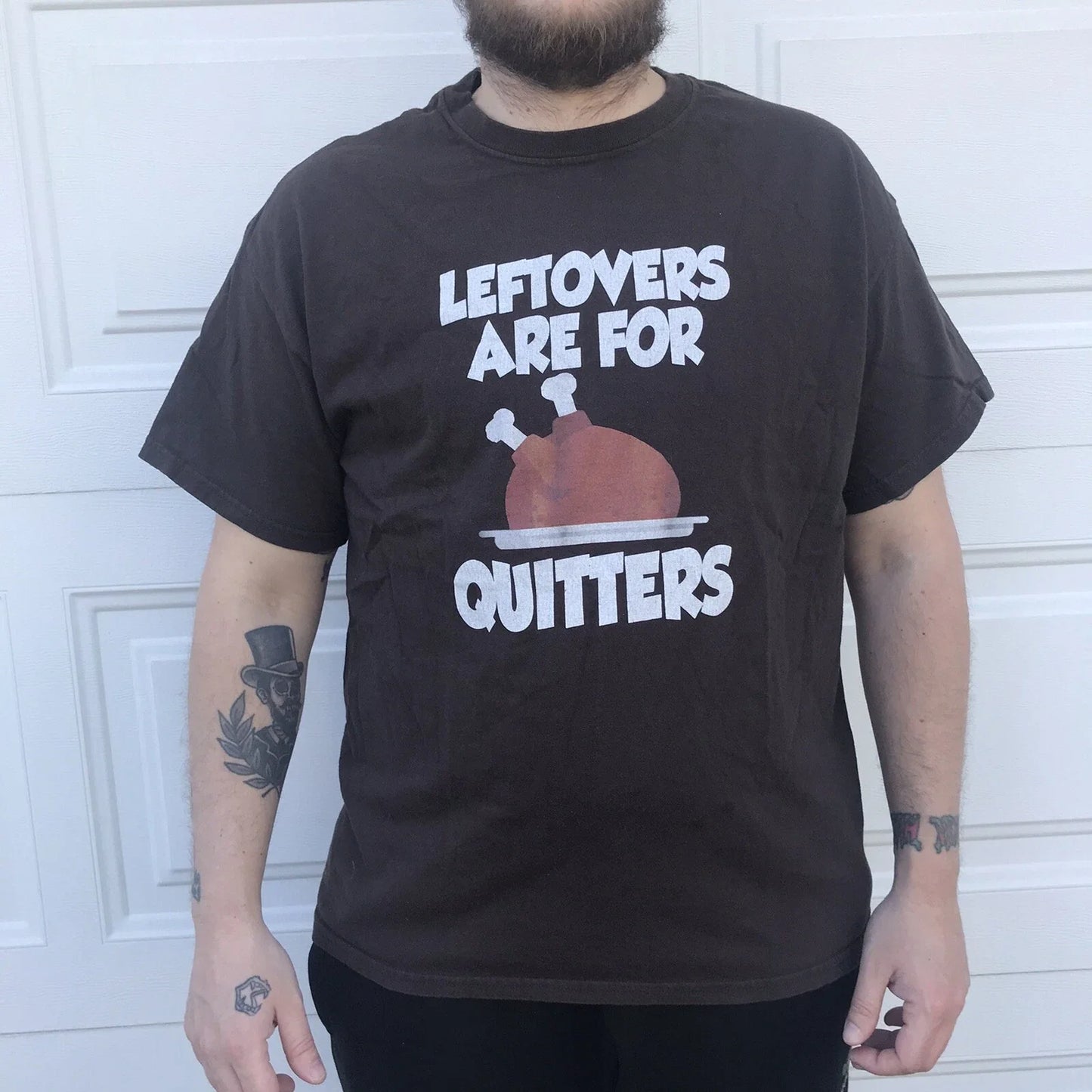 Leftovers Are For Quitters Turkey Day T-shirt Large Brown 100% Cotton L Dad Joke Unisex T-shirt, Sweatshirt, Hoodie, Long Sleeve Tee - T-Shirt, Sweatshirt, Hoodie