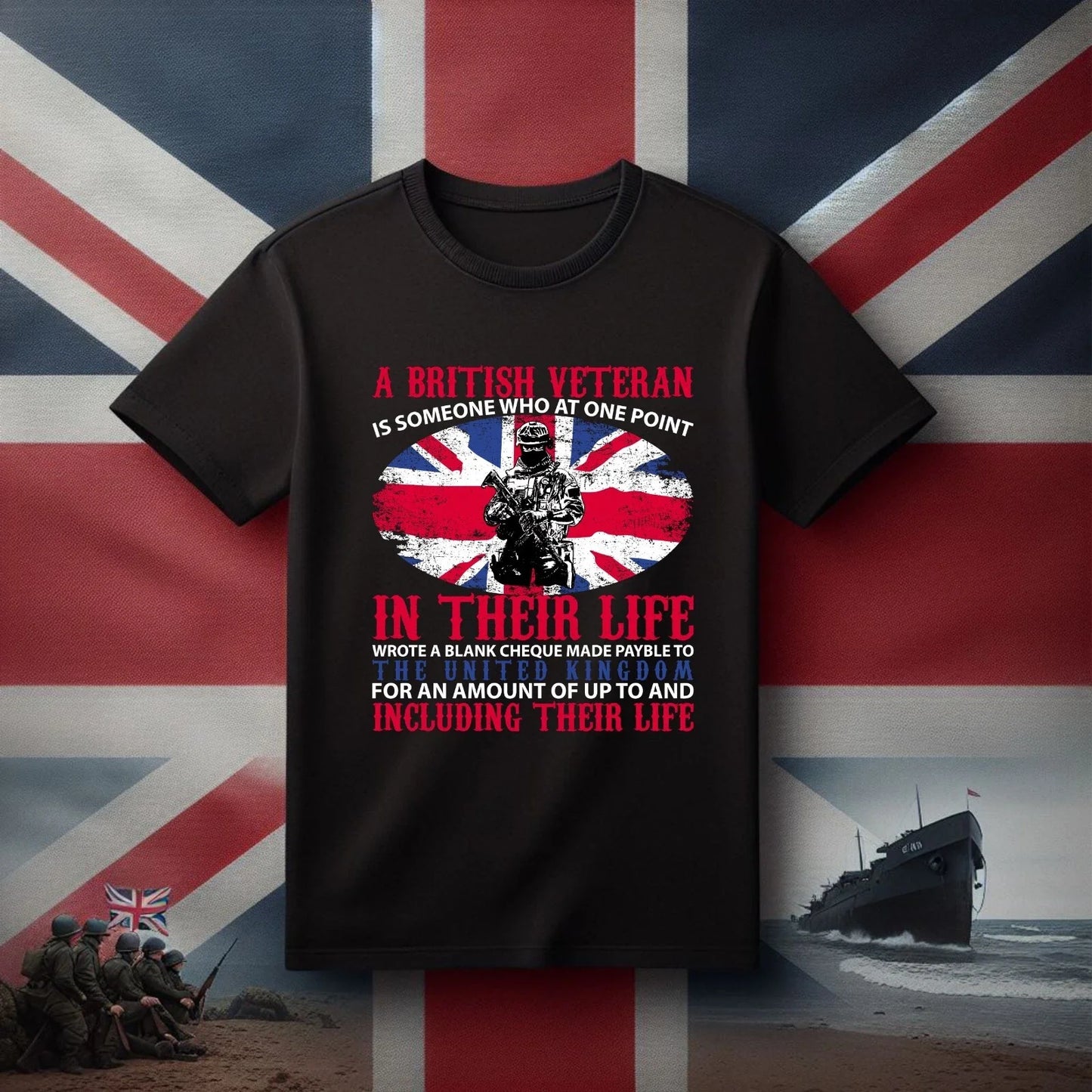 British Veteran TShirt, D-Day t-shirt, UK Flag tshirt, Remembrance Day t shirt Unisex T-shirt, Sweatshirt, Hoodie, Long Sleeve Tee - T-Shirt, Sweatshirt, Hoodie