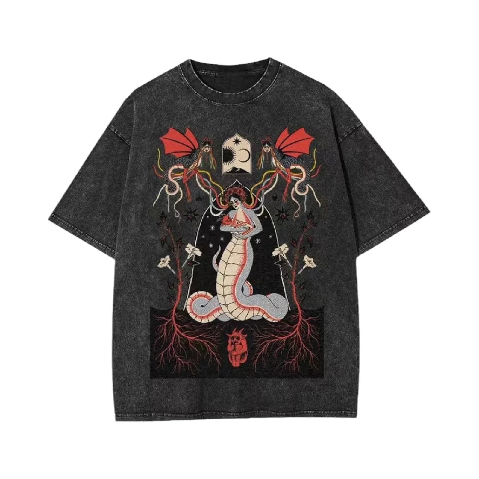 Lamia Occult Vintage Graphic Streetwear Y2K 100% Cotton Black T-Shirt Size L Unisex T-shirt, Sweatshirt, Hoodie, Long Sleeve Tee - T-Shirt, Sweatshirt, Hoodie