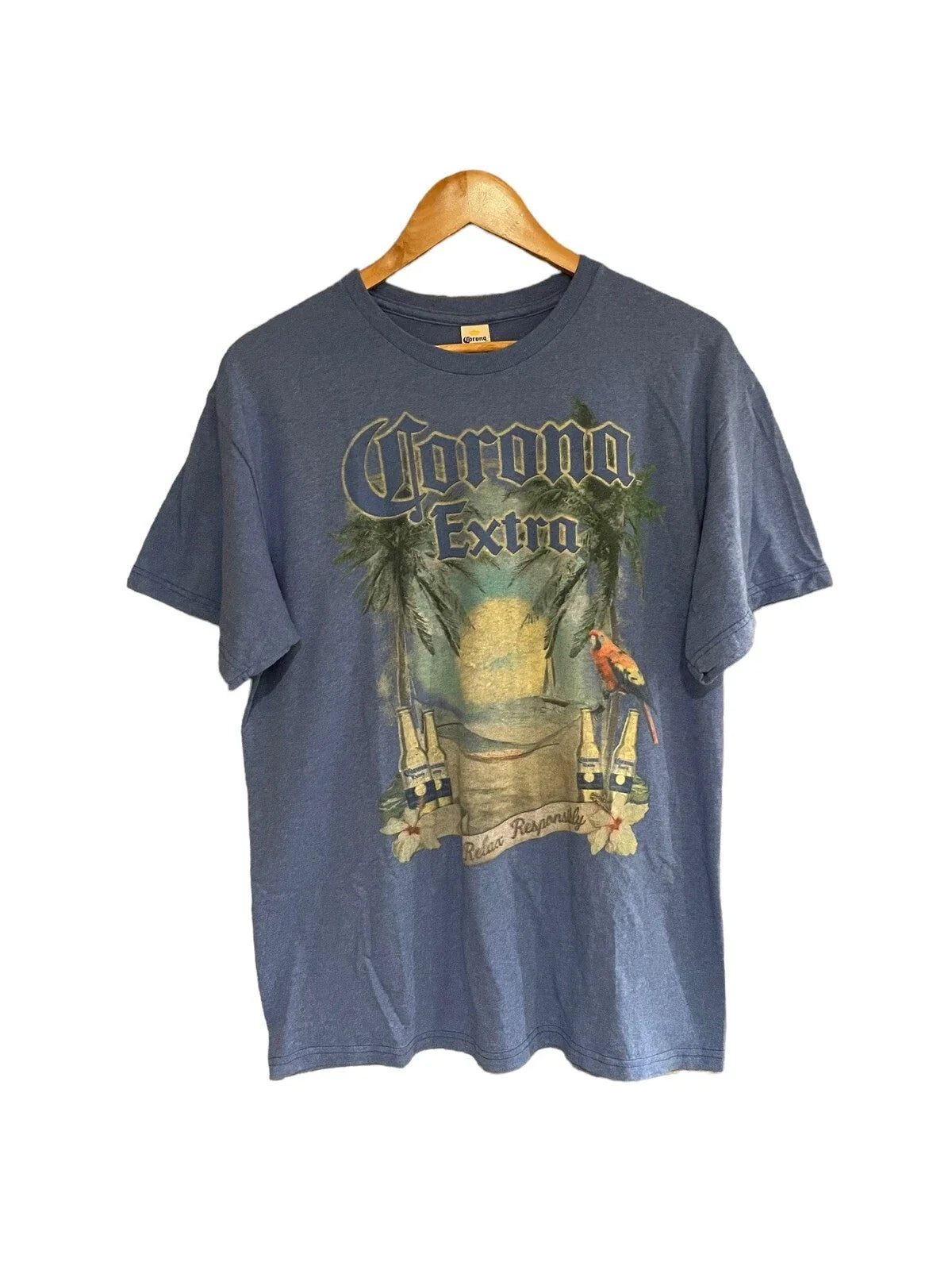 Corona Extra Relax Responsibility Beach T Shirt Blue Mens Size M Good Condition Unisex T-shirt, Sweatshirt, Hoodie, Long Sleeve Tee - T-Shirt, Sweatshirt, Hoodie