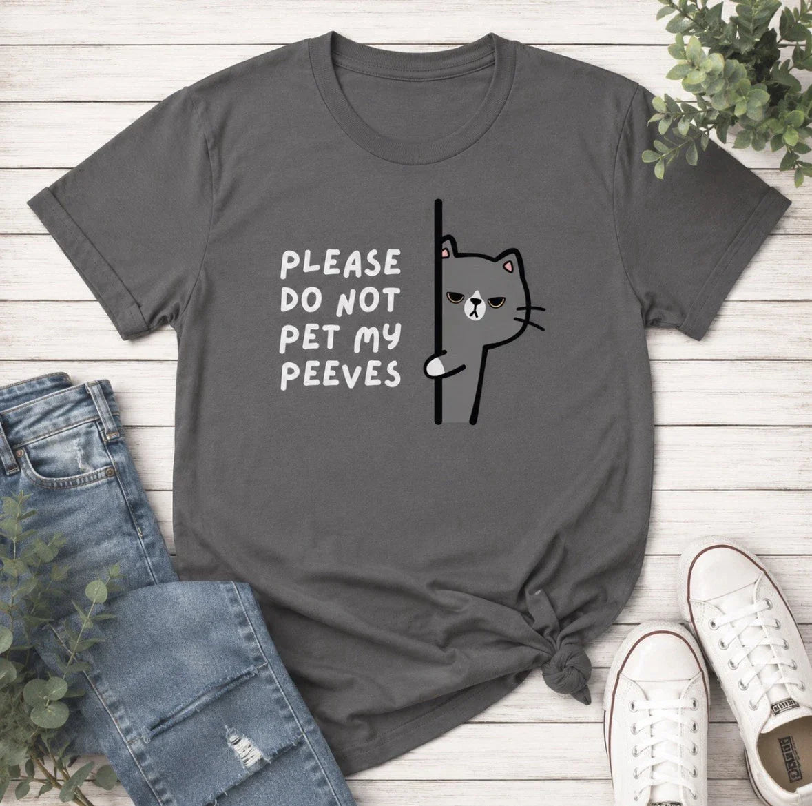 Don't Pet My Peeves Funny Cat Introvert Humor Graphic Tee Unisex T-shirt, Sweatshirt, Hoodie, Long Sleeve Tee - T-Shirt, Sweatshirt, Hoodie