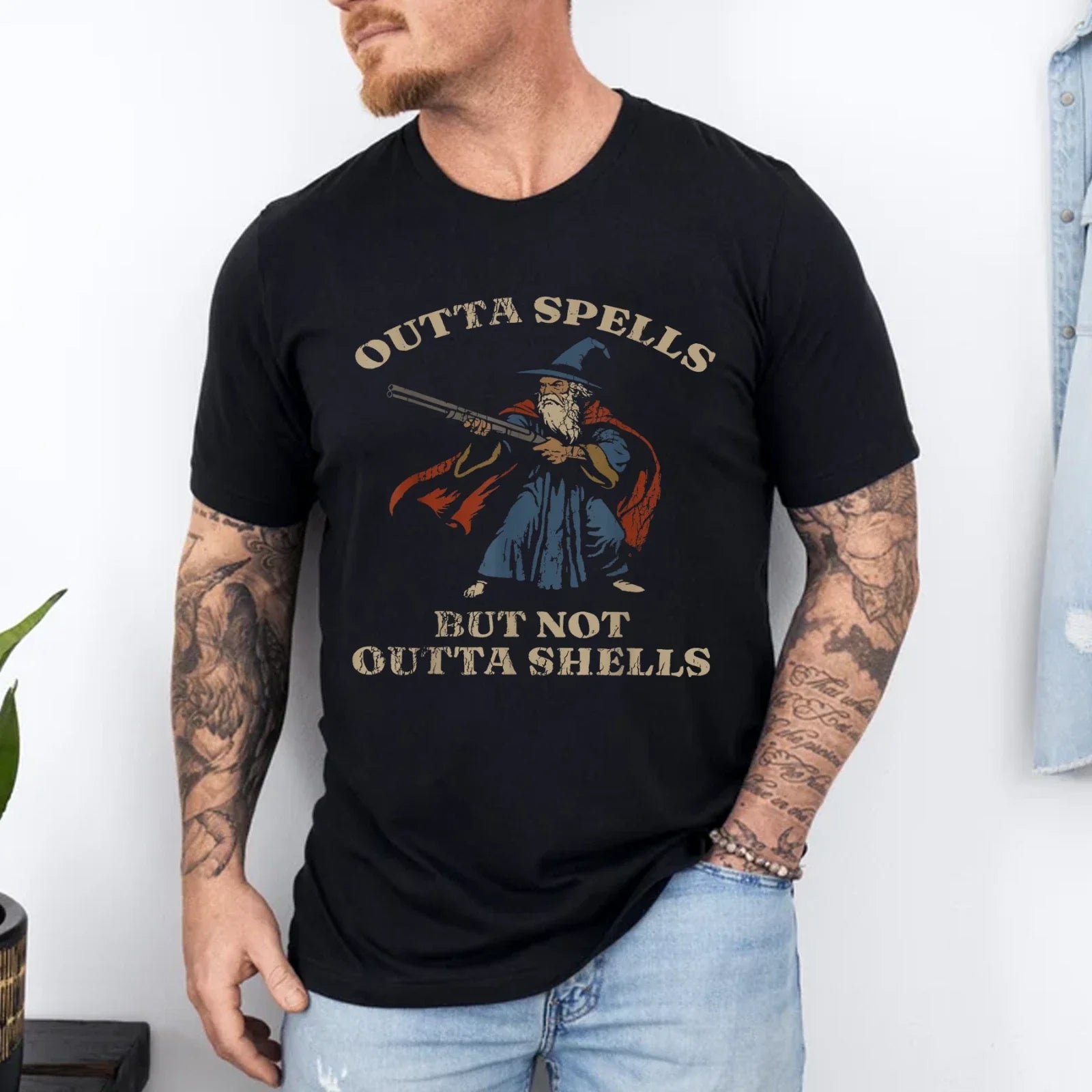 Outta Spells But Not Outta Shells Wizard Fantasy Meme T-Shirt Unisex T-shirt, Sweatshirt, Hoodie, Long Sleeve Tee - T-Shirt, Sweatshirt, Hoodie
