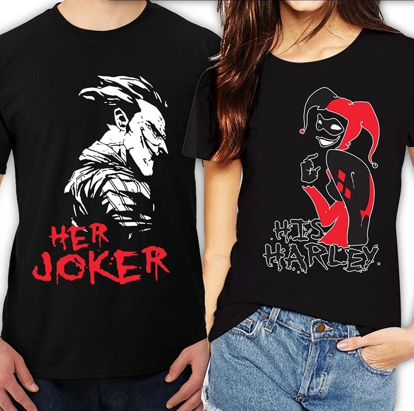 Her Joker His Harley Halloween couple matching funny cute T-Shirts all sizeS-5XL Unisex T-shirt, Sweatshirt, Hoodie, Long Sleeve Tee - T-Shirt, Sweatshirt, Hoodie