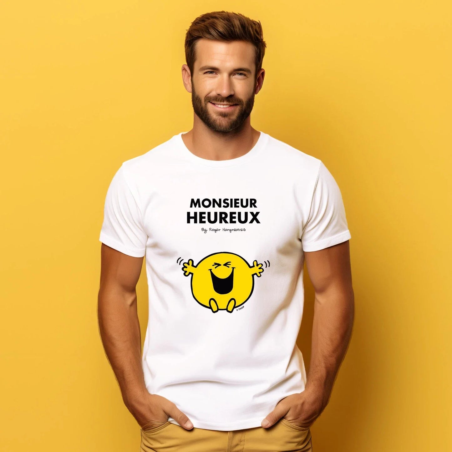 Men's Short Sleeve T-Shirt White, Happy Man Unisex T-shirt, Sweatshirt, Hoodie, Long Sleeve Tee - T-Shirt, Sweatshirt, Hoodie
