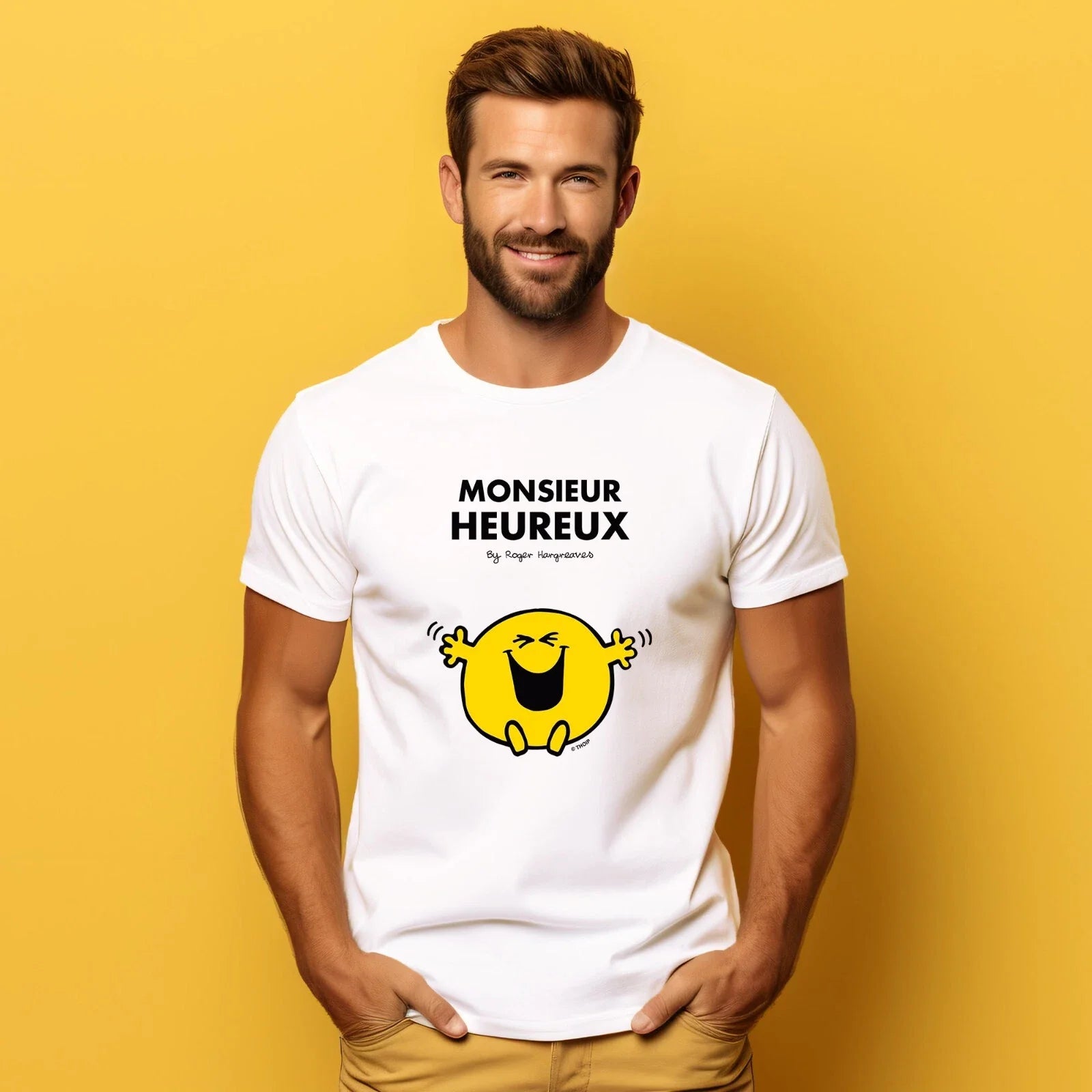 Men's Short Sleeve T-Shirt White, Happy Man Unisex T-shirt, Sweatshirt, Hoodie, Long Sleeve Tee - T-Shirt, Sweatshirt, Hoodie