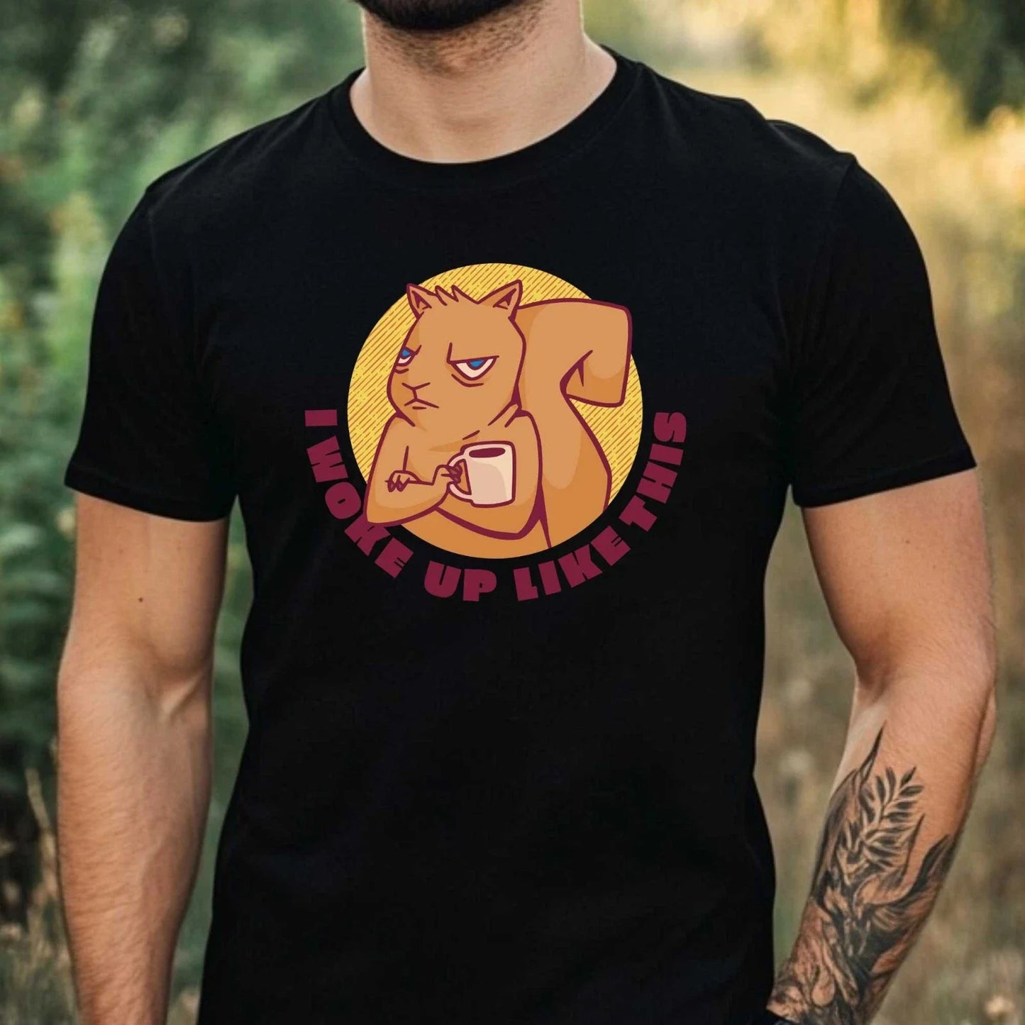 Mens Squirrel Print Cotton T-Shirt Size XS to 5XL Unisex T-shirt, Sweatshirt, Hoodie, Long Sleeve Tee - T-Shirt, Sweatshirt, Hoodie